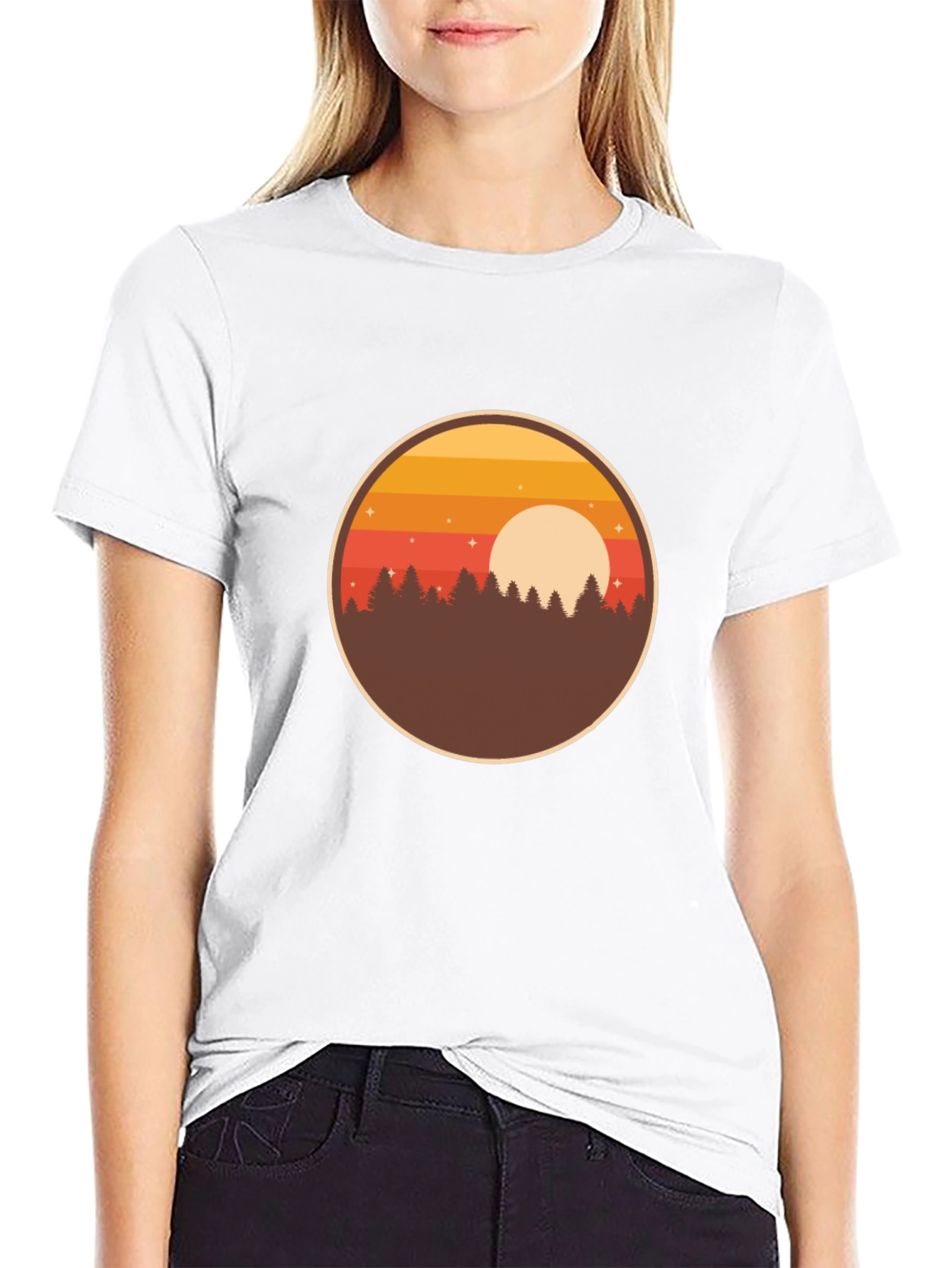 Sunset Forest Graphic T-Shirt - Retro Nature Tee