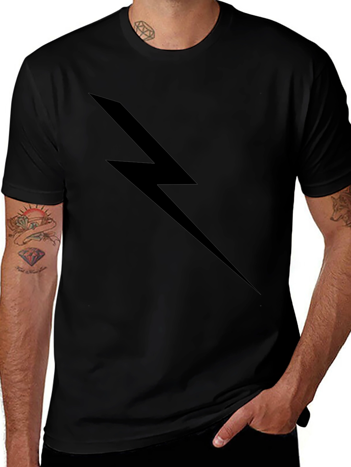 Black Lightning Bolt Graphic T-Shirt