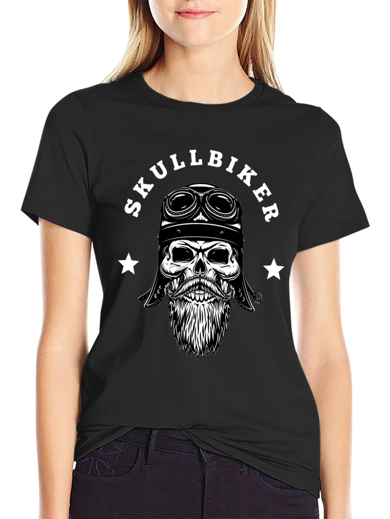 Skull Biker Graphic Tee - Mens Black T-Shirt