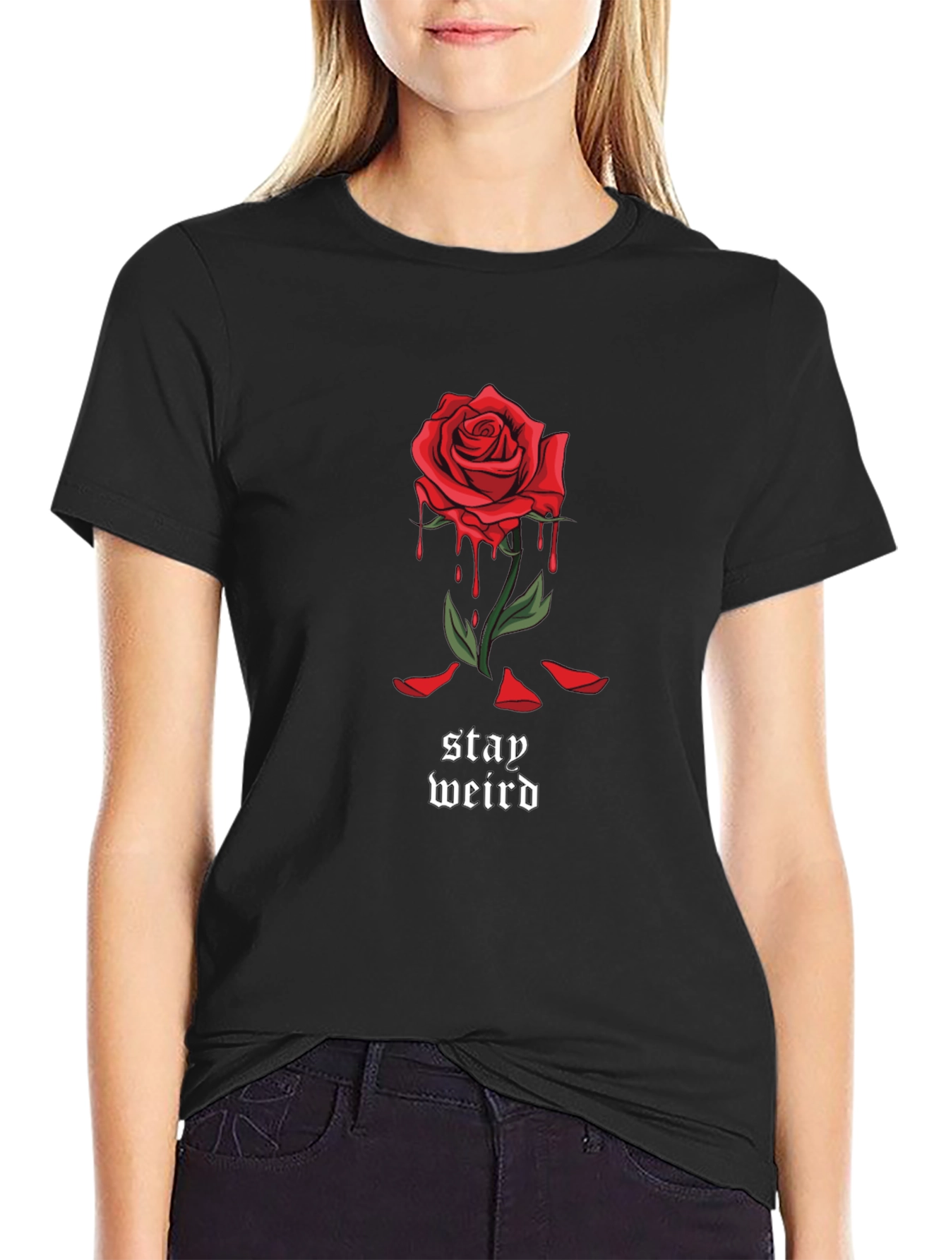 Stay Weird Rose Graphic Tee
