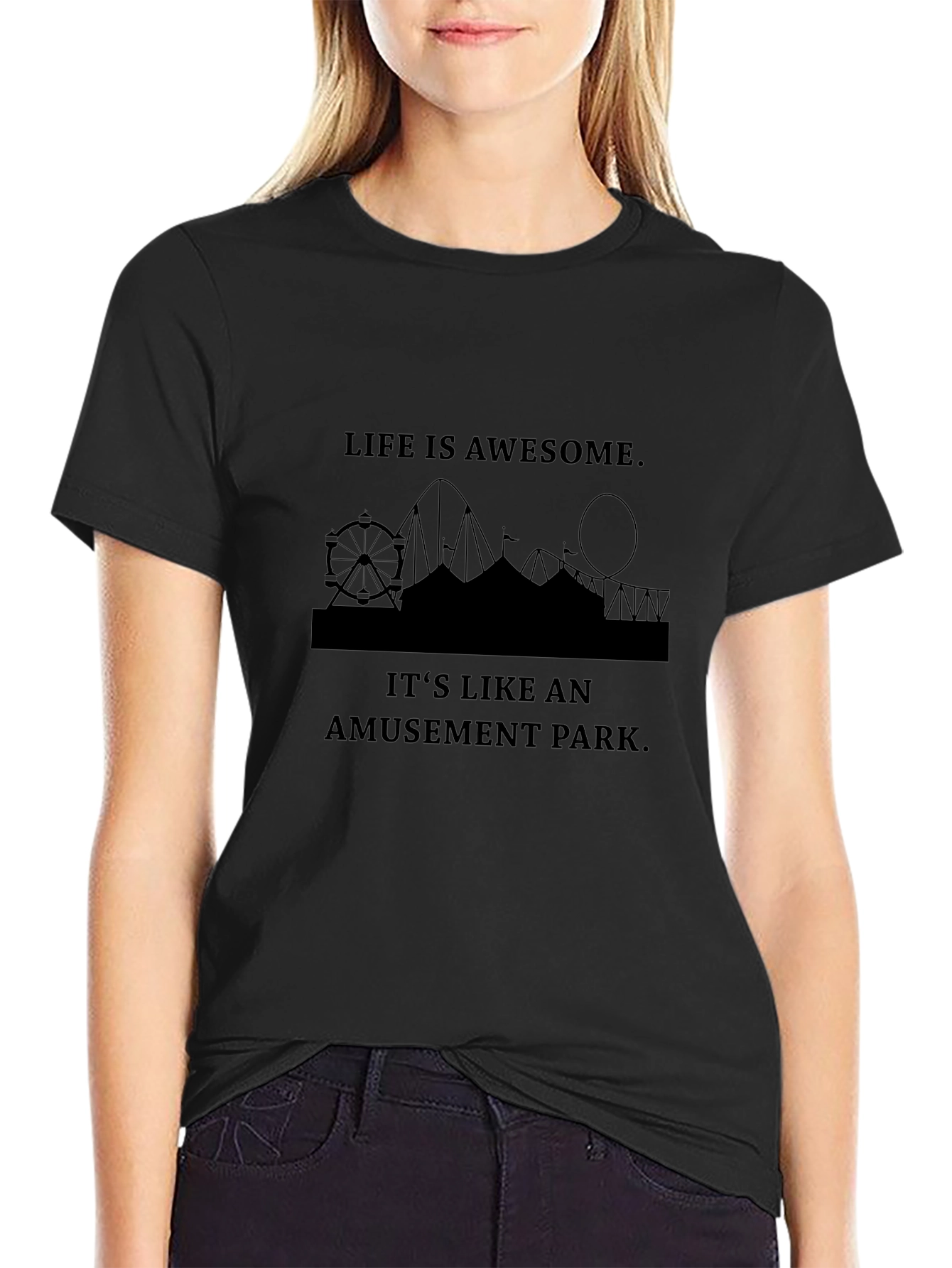 Life is Awesome Amusement Park Graphic Tee