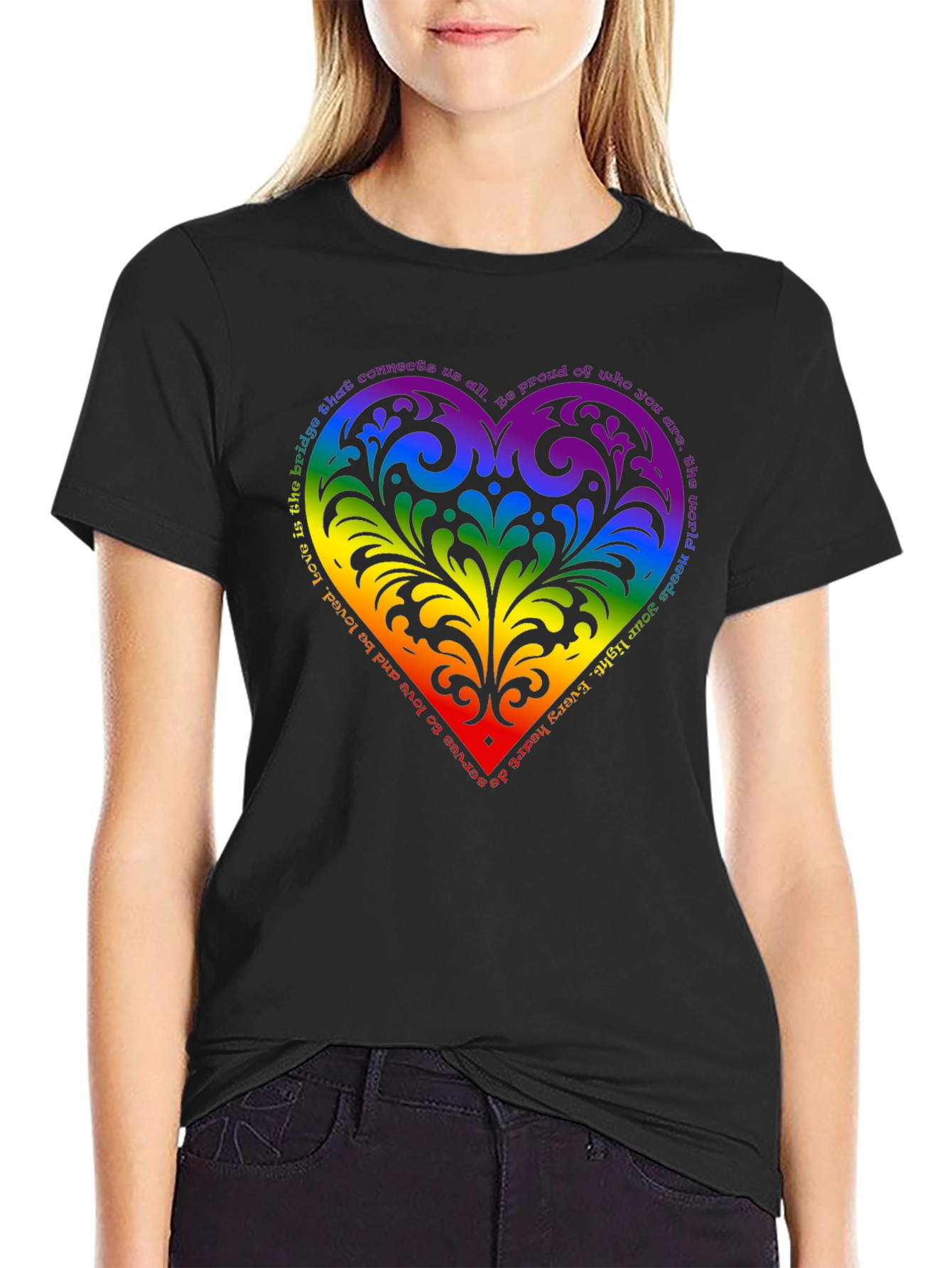 Pride Heart T-Shirt - Love is the Bridge