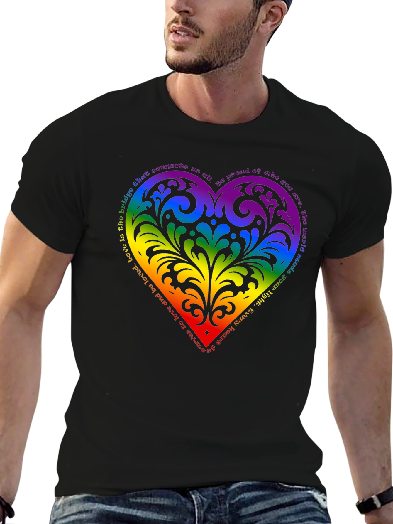 Pride Heart T-Shirt - Love is the Bridge