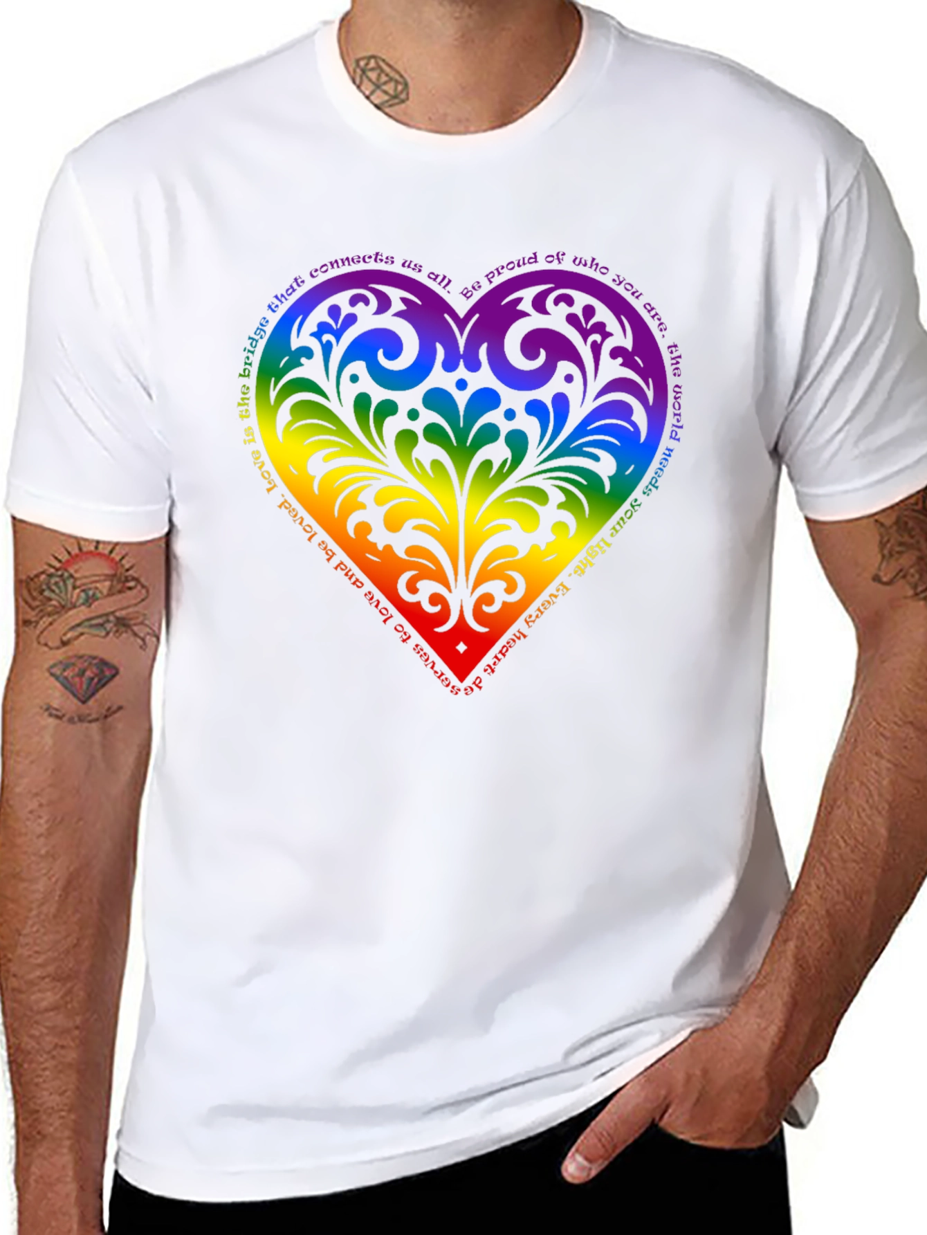Pride Heart T-Shirt - Love is the Bridge