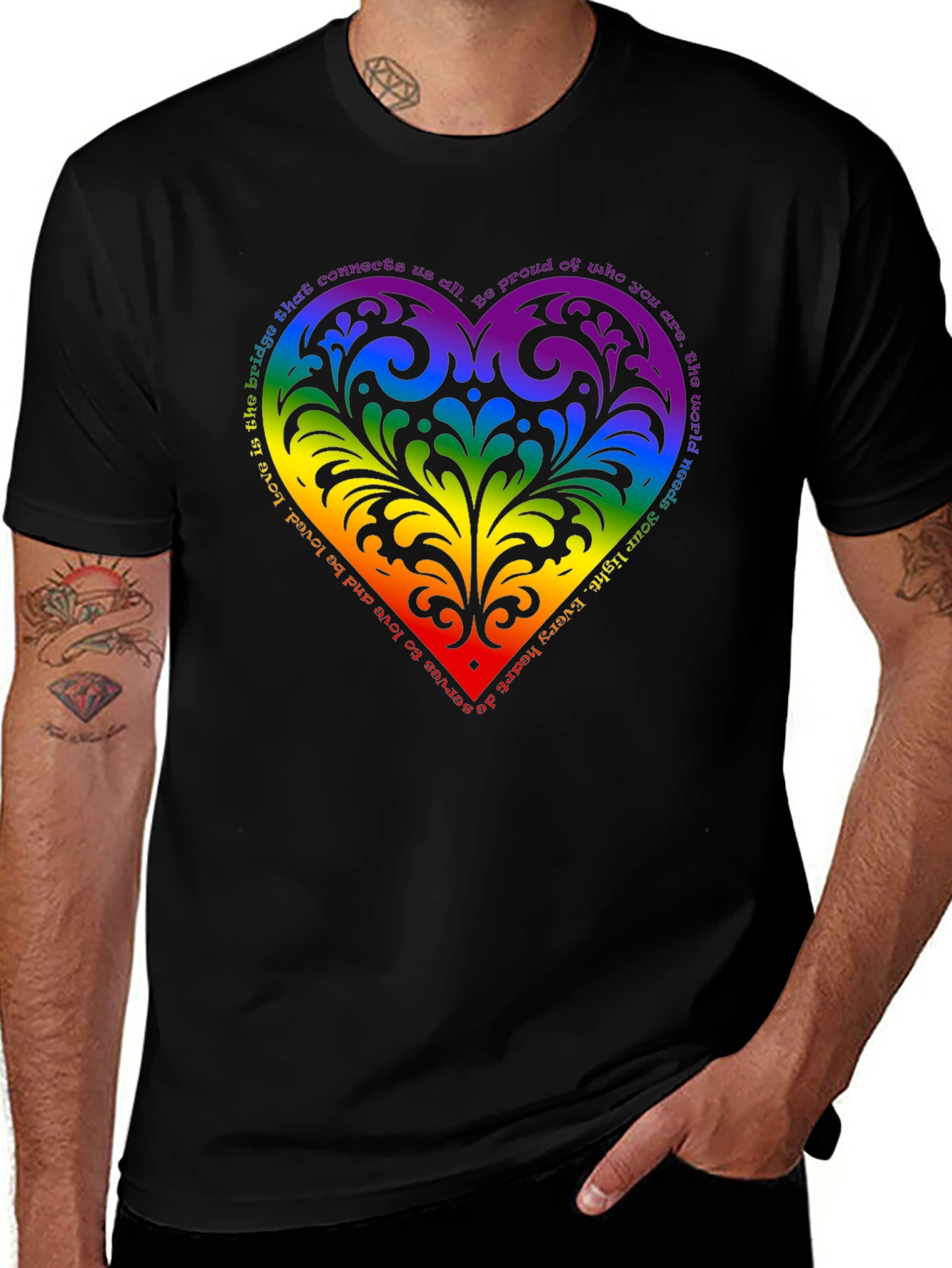 Pride Heart T-Shirt - Love is the Bridge