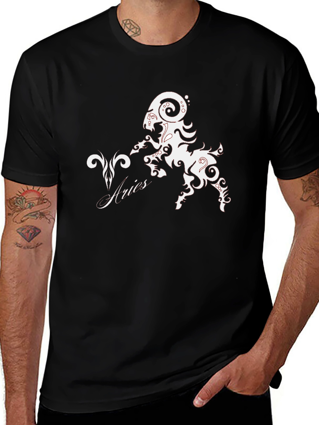 Aries Zodiac Sign Black T-Shirt