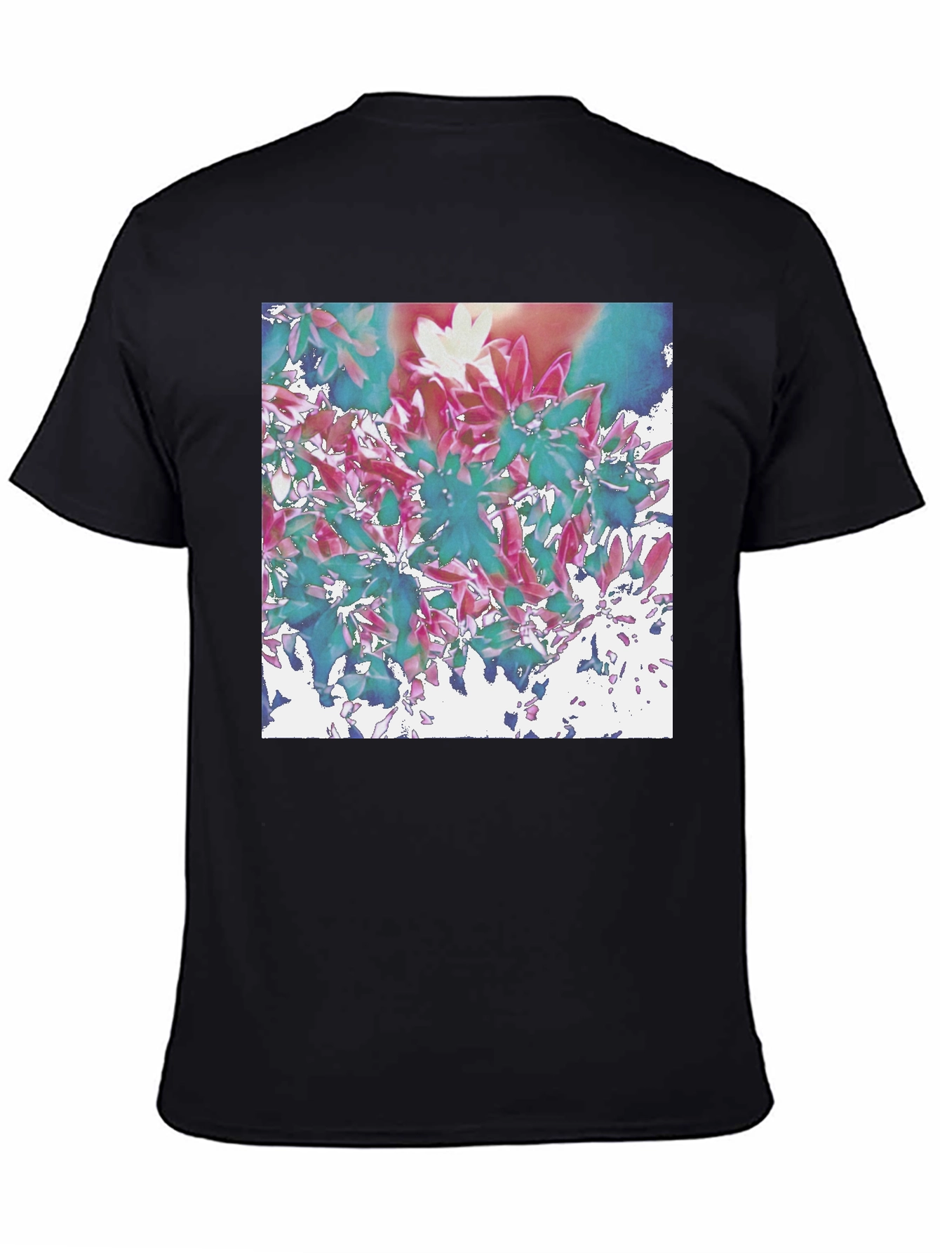 Abstract Floral Print Black T-Shirt