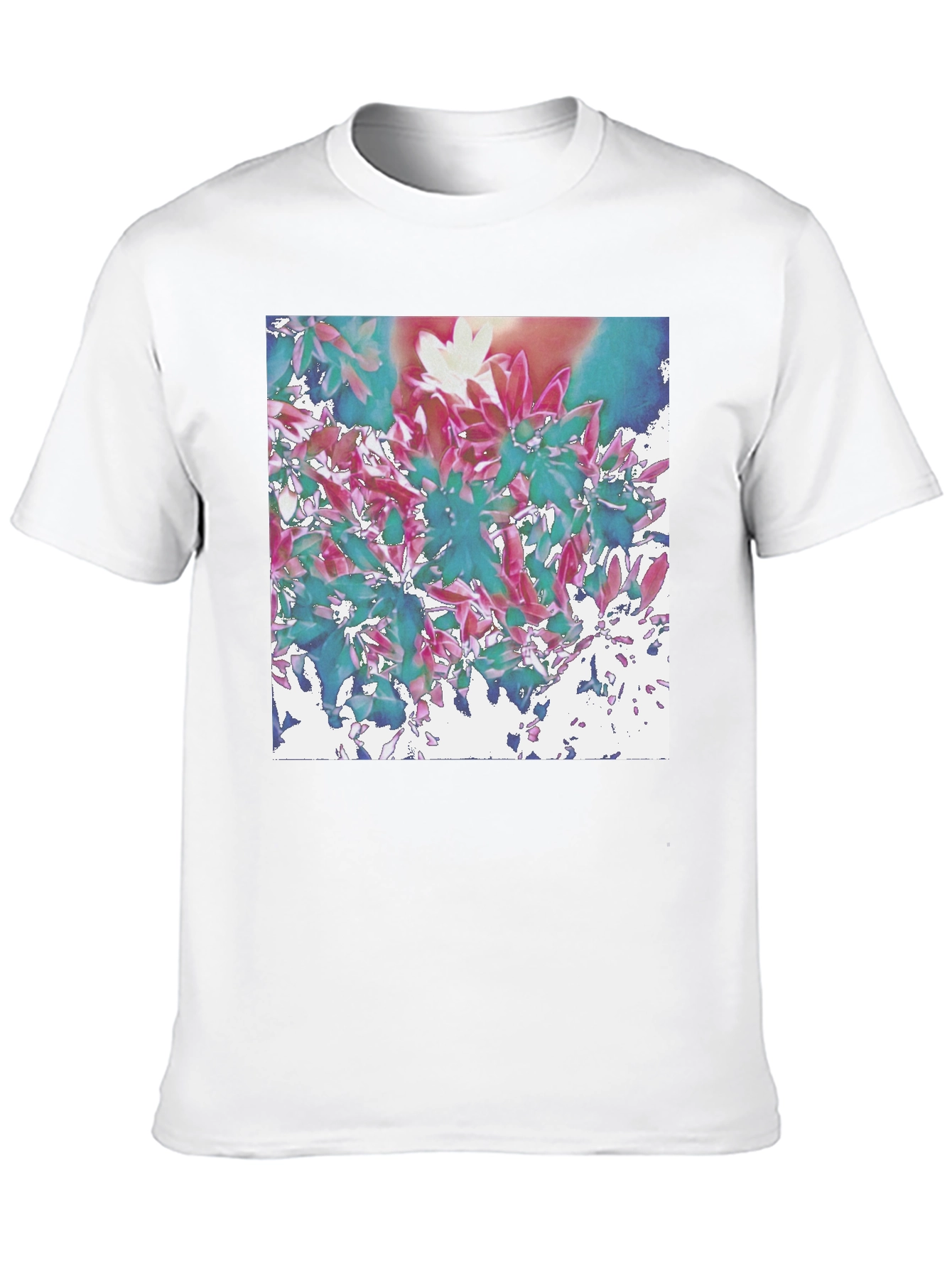 Abstract Floral Print Black T-Shirt