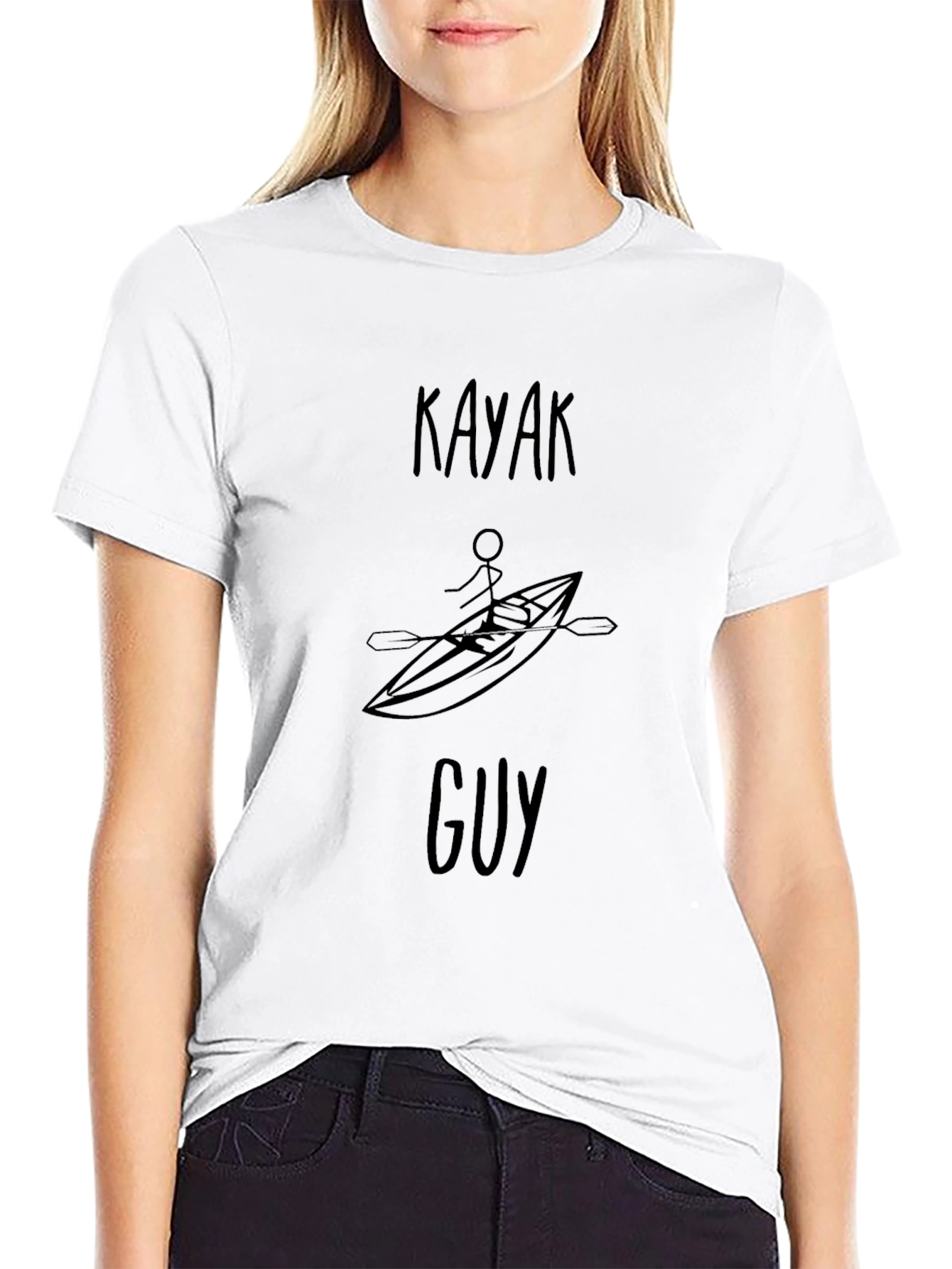 Kayak Guy T-Shirt - Black Cotton Tee