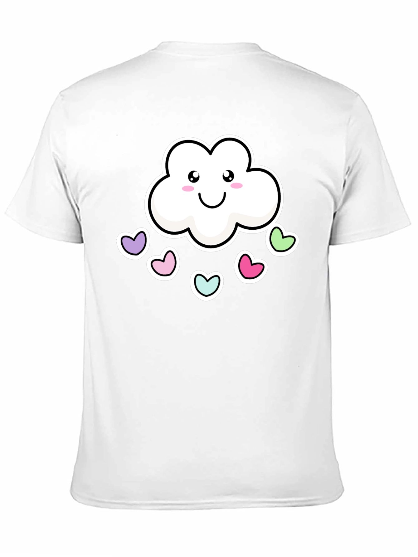 Cute Kawaii Cloud with Hearts Black T-Shirt