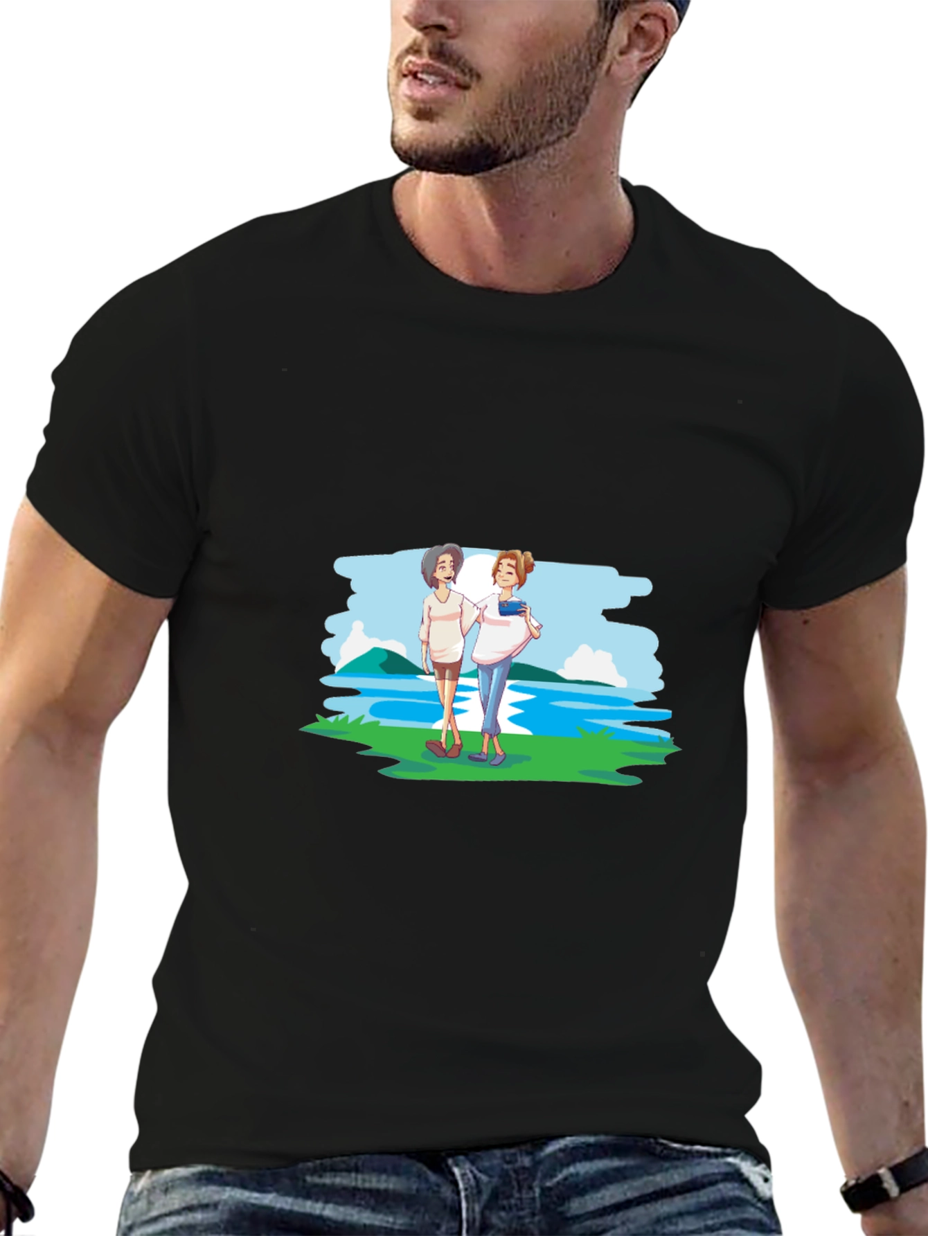 Cartoon Graphic Black T-Shirt