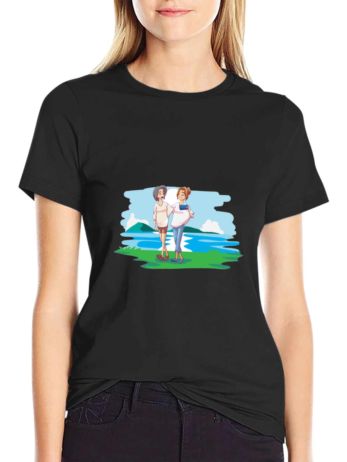 Cartoon Graphic Black T-Shirt