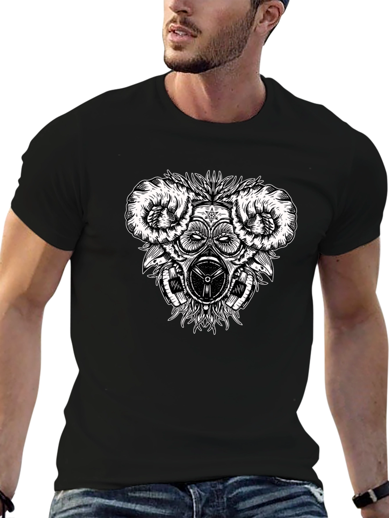 Graphic Print Tee - Steampunk Gas Mask Design