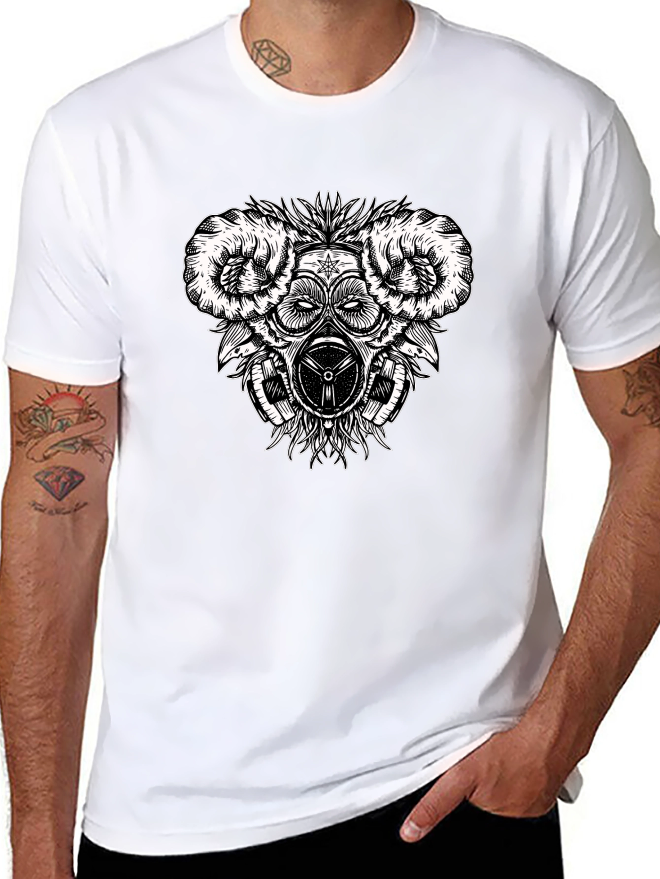 Graphic Print Tee - Steampunk Gas Mask Design
