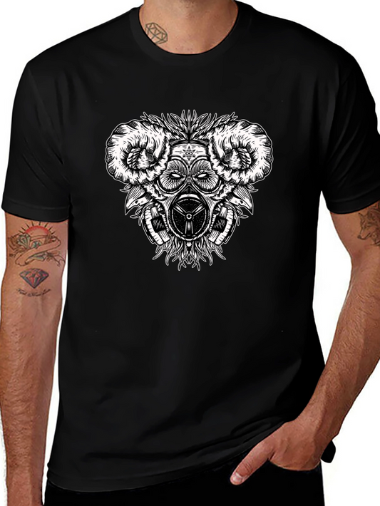 Graphic Print Tee - Steampunk Gas Mask Design