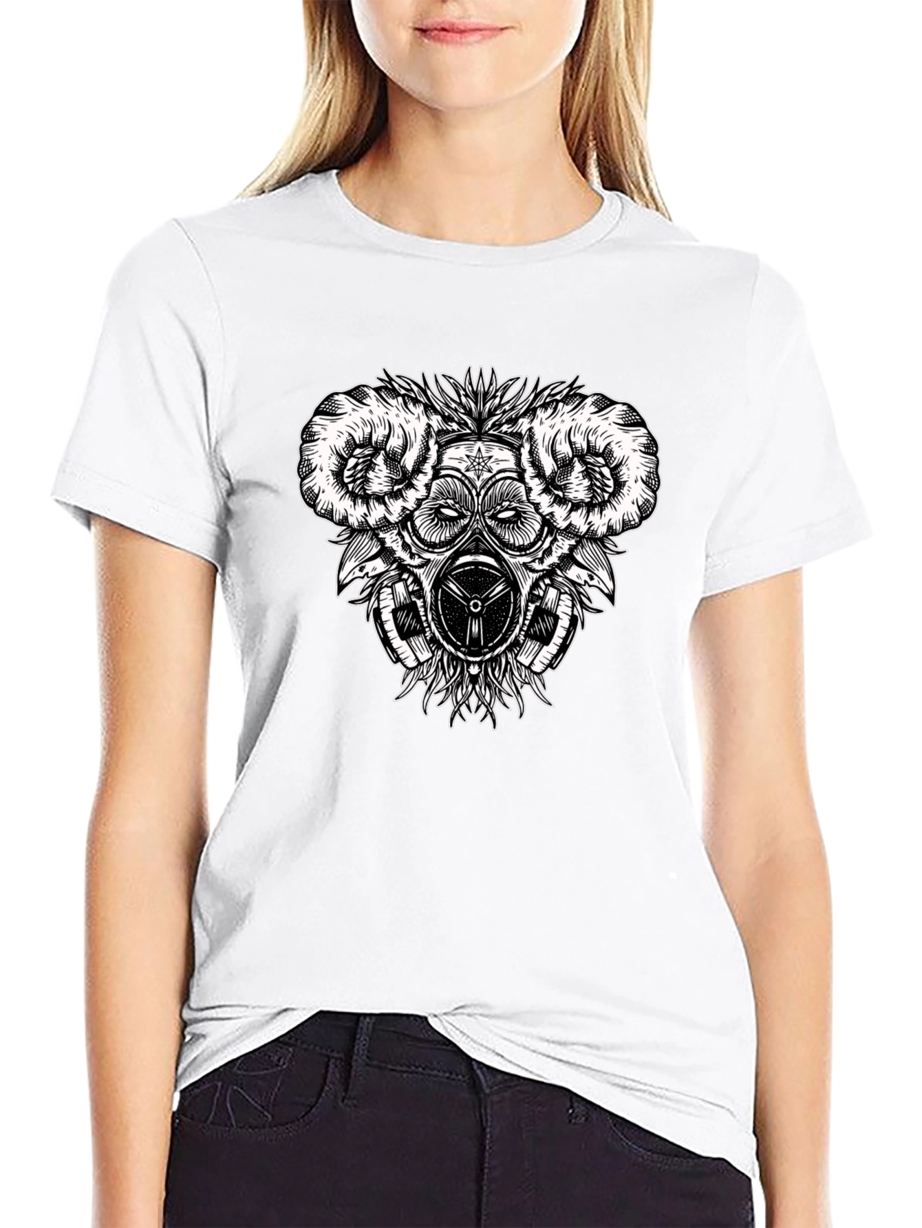 Graphic Print Tee - Steampunk Gas Mask Design