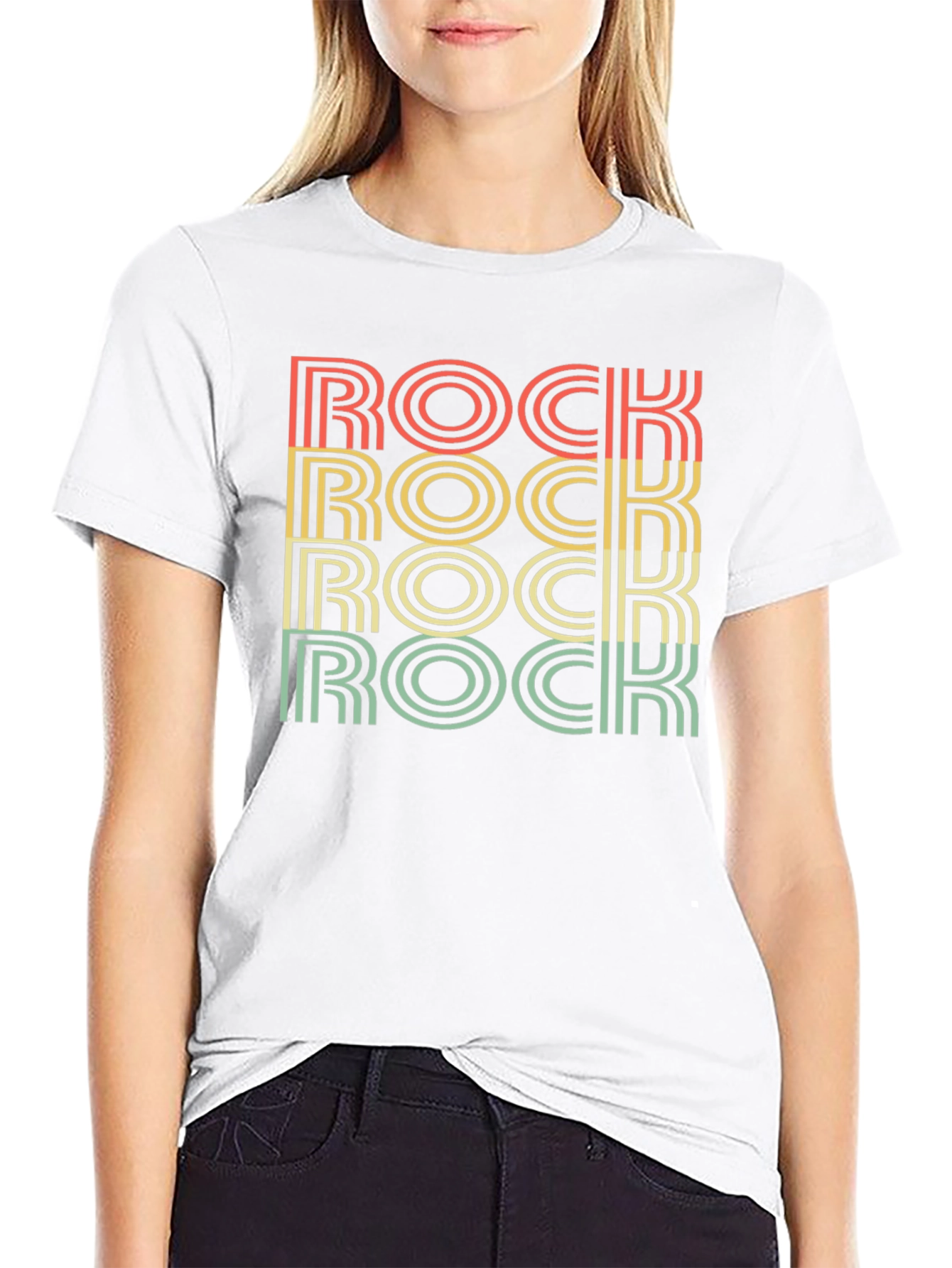 Retro ROCK Word Stack Graphic T-Shirt