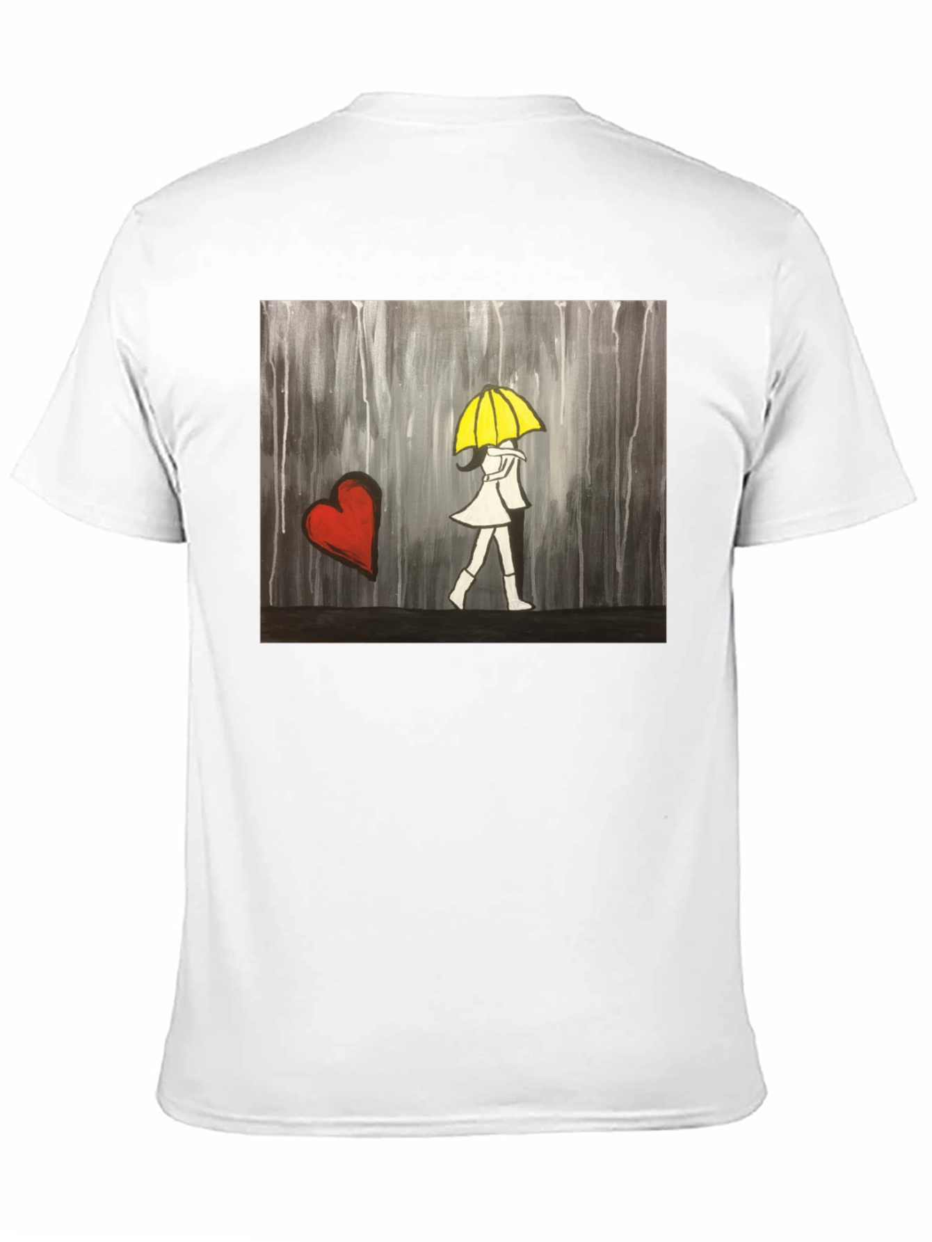 Rainy Day Romance T-Shirt - Heart & Umbrella Design