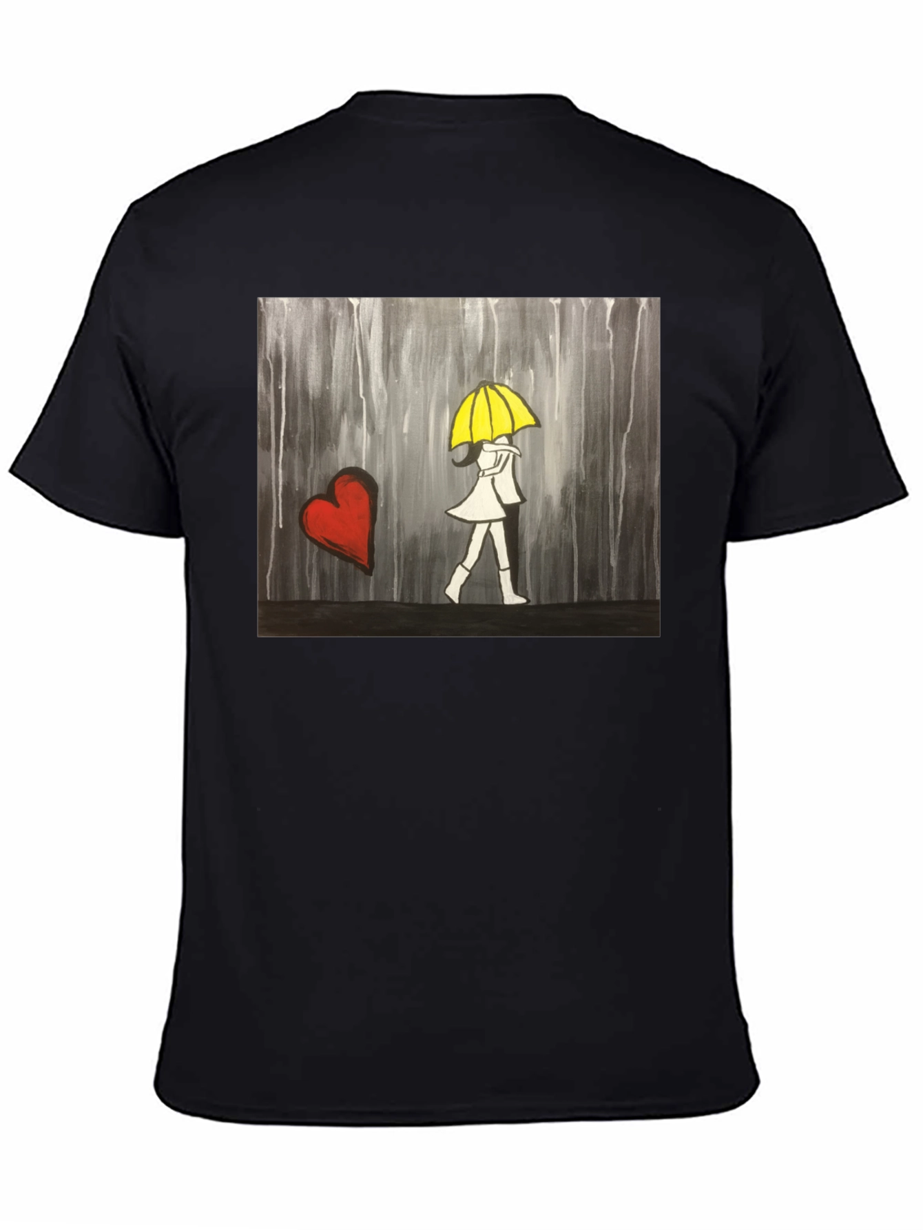 Rainy Day Romance T-Shirt - Heart & Umbrella Design