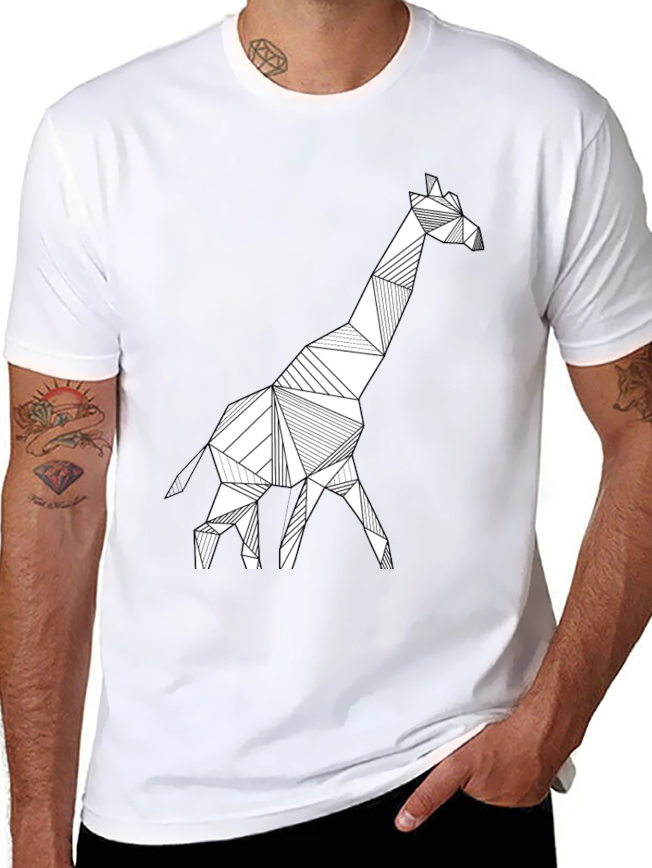 Geometric Giraffe Tee - Modern Style