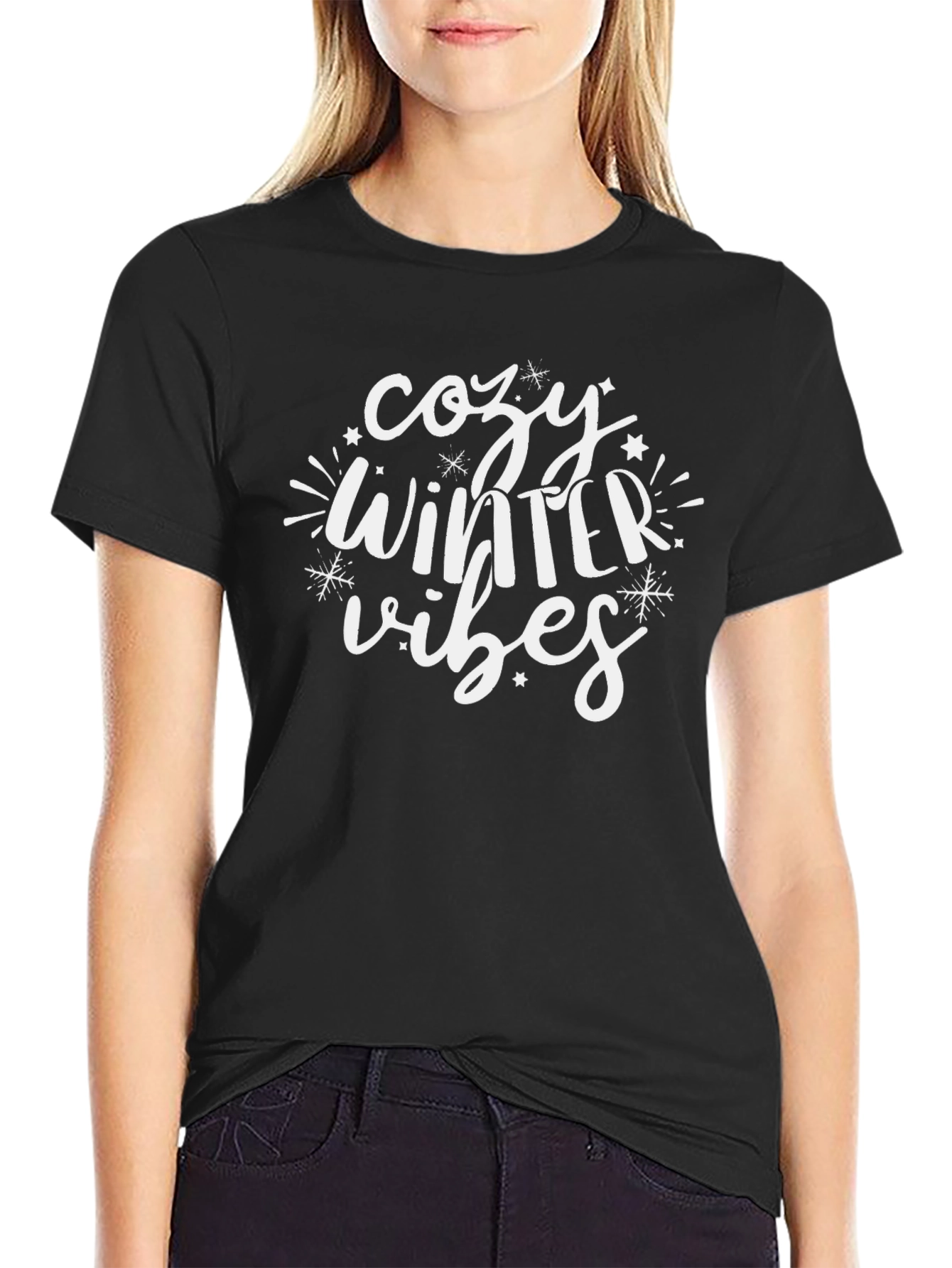 Cozy Winter Vibes Black T-Shirt