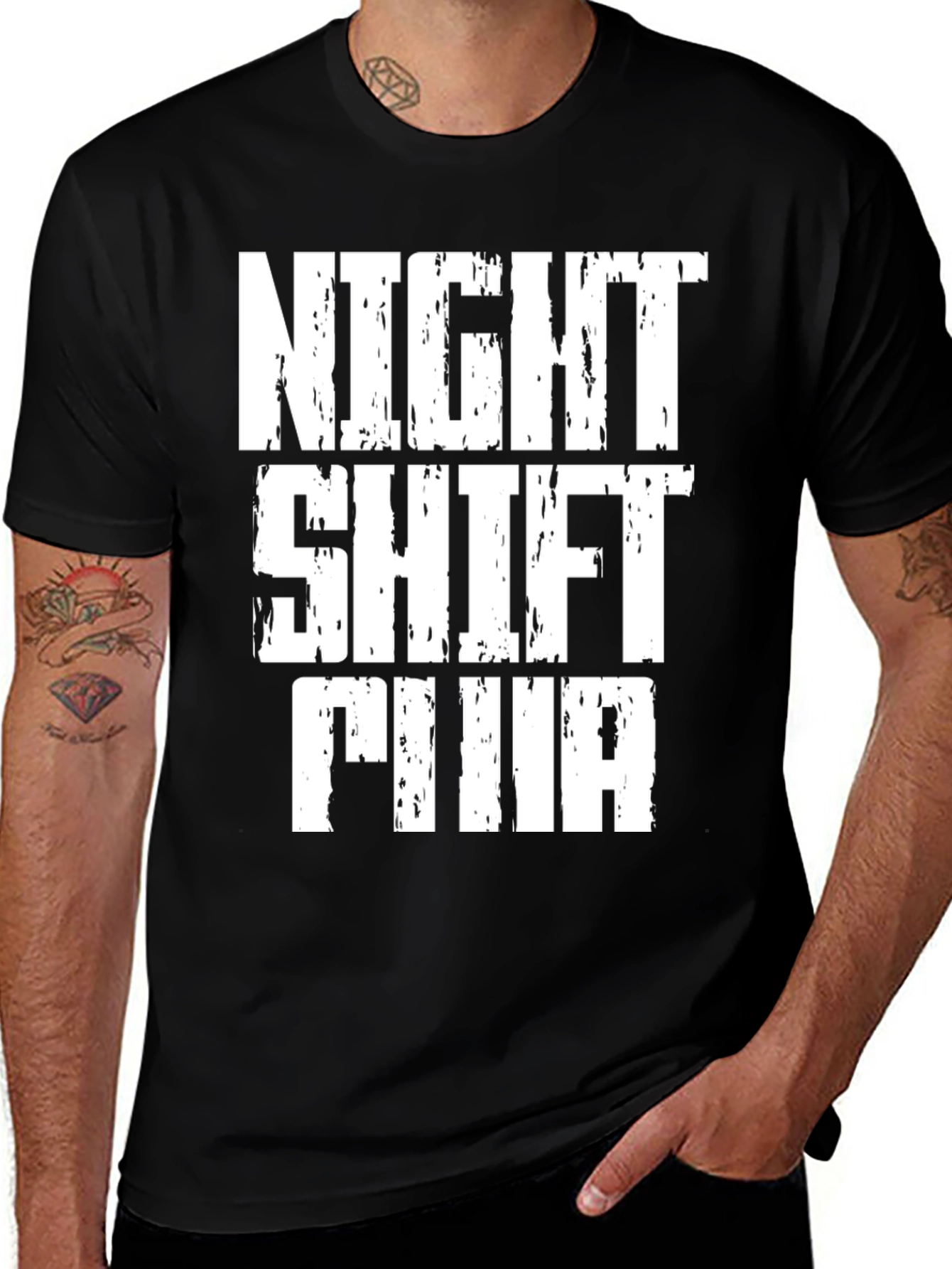 Night Shift FINA Graphic Tee - Black Cotton T-Shirt