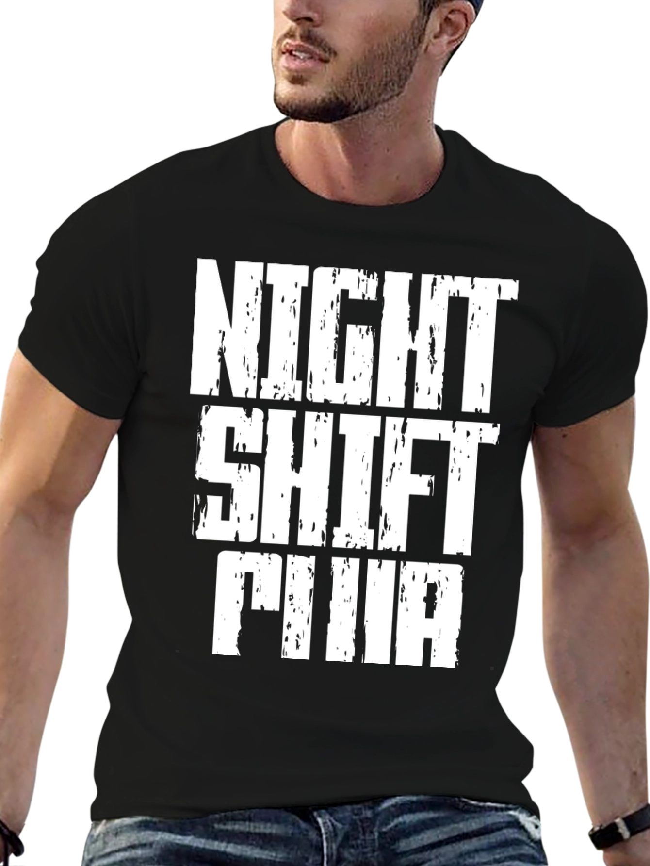 Night Shift FINA Graphic Tee - Black Cotton T-Shirt