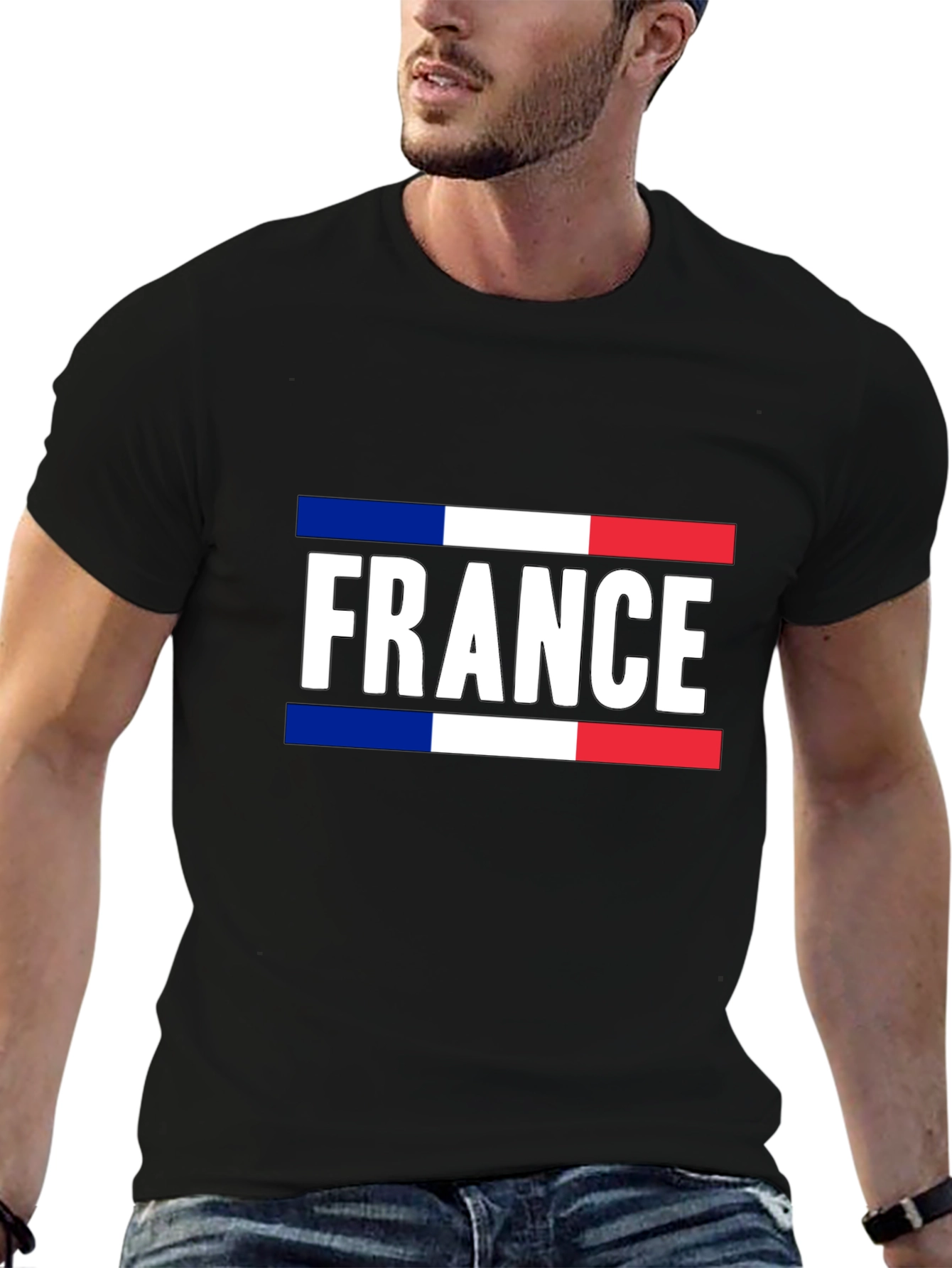 France Flag Graphic T-Shirt - Black Cotton Tee