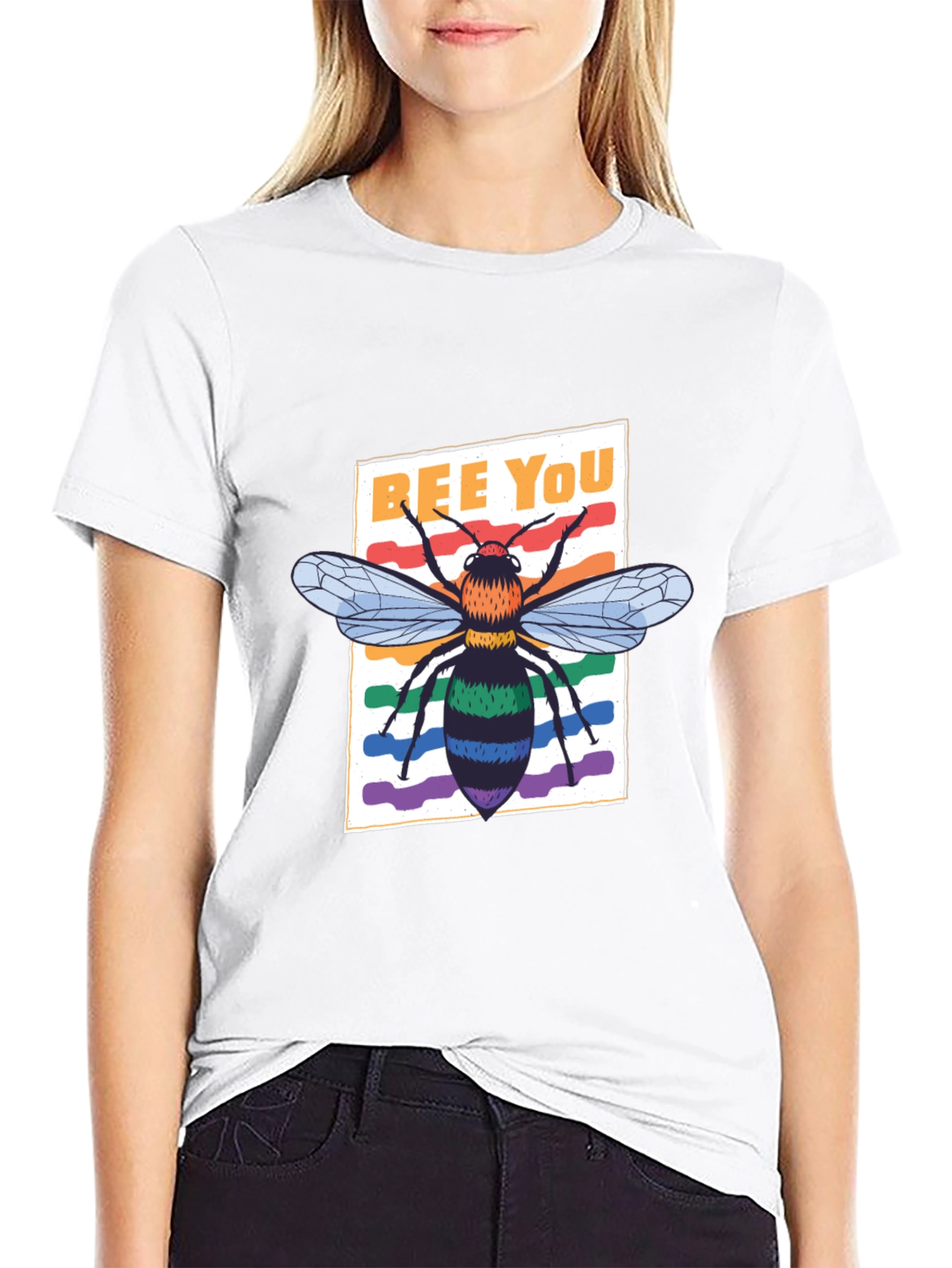 Bee You Graphic Tee - Rainbow Bee Shirt