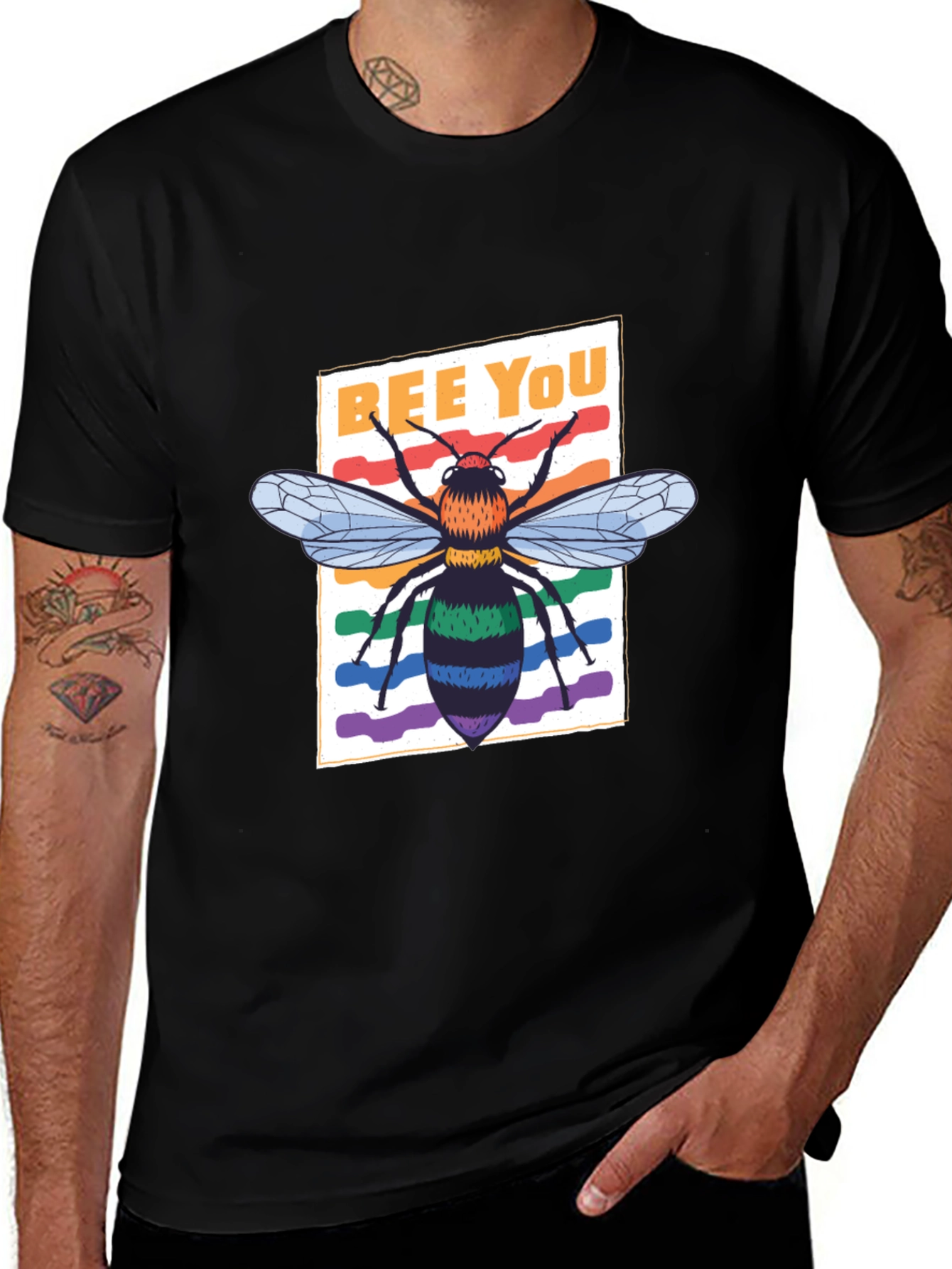 Bee You Graphic Tee - Rainbow Bee Shirt