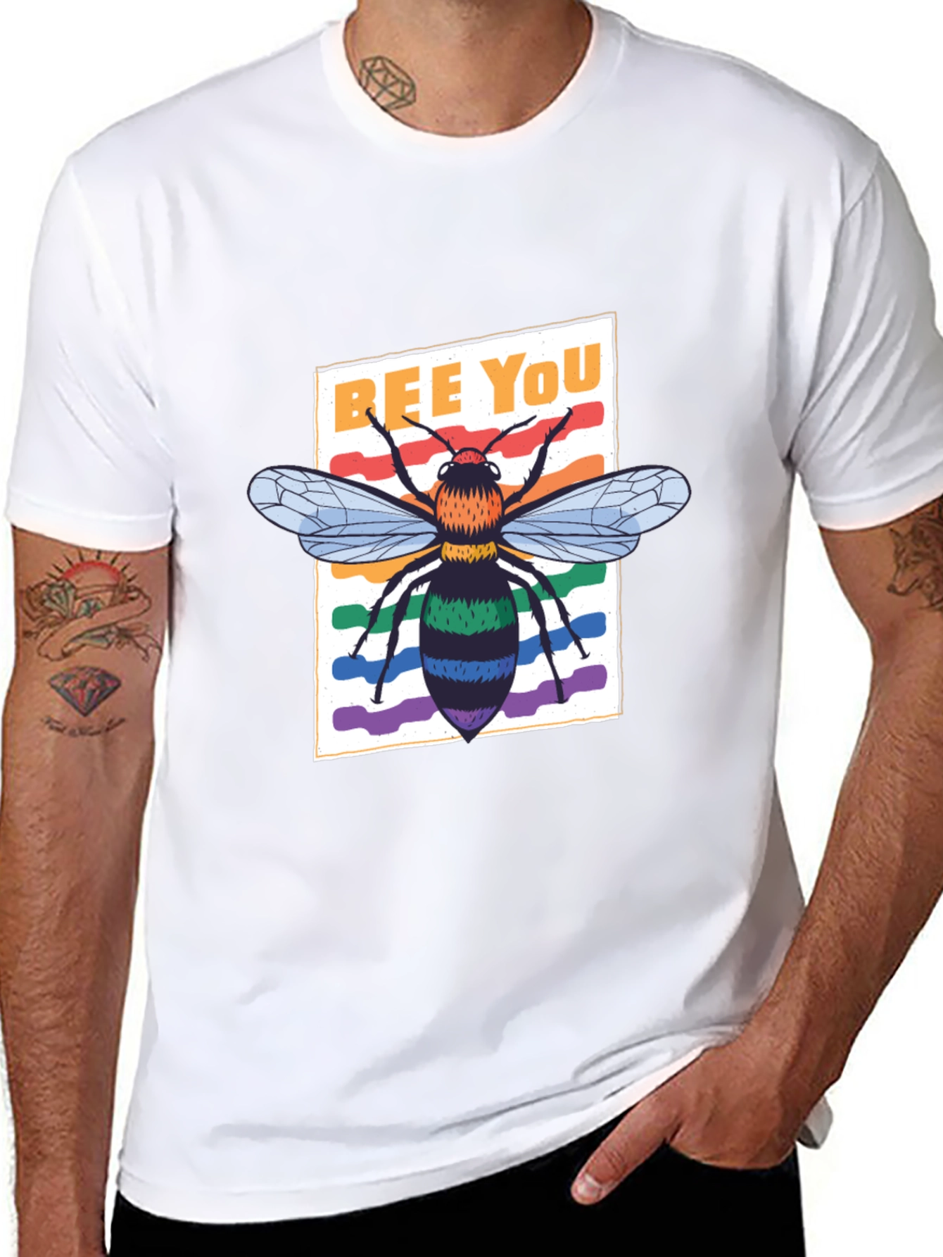 Bee You Graphic Tee - Rainbow Bee Shirt