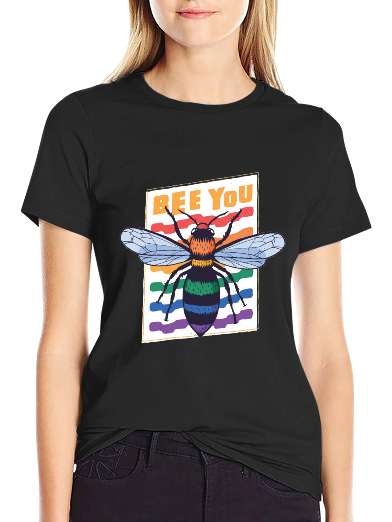 Bee You Graphic Tee - Rainbow Bee Shirt
