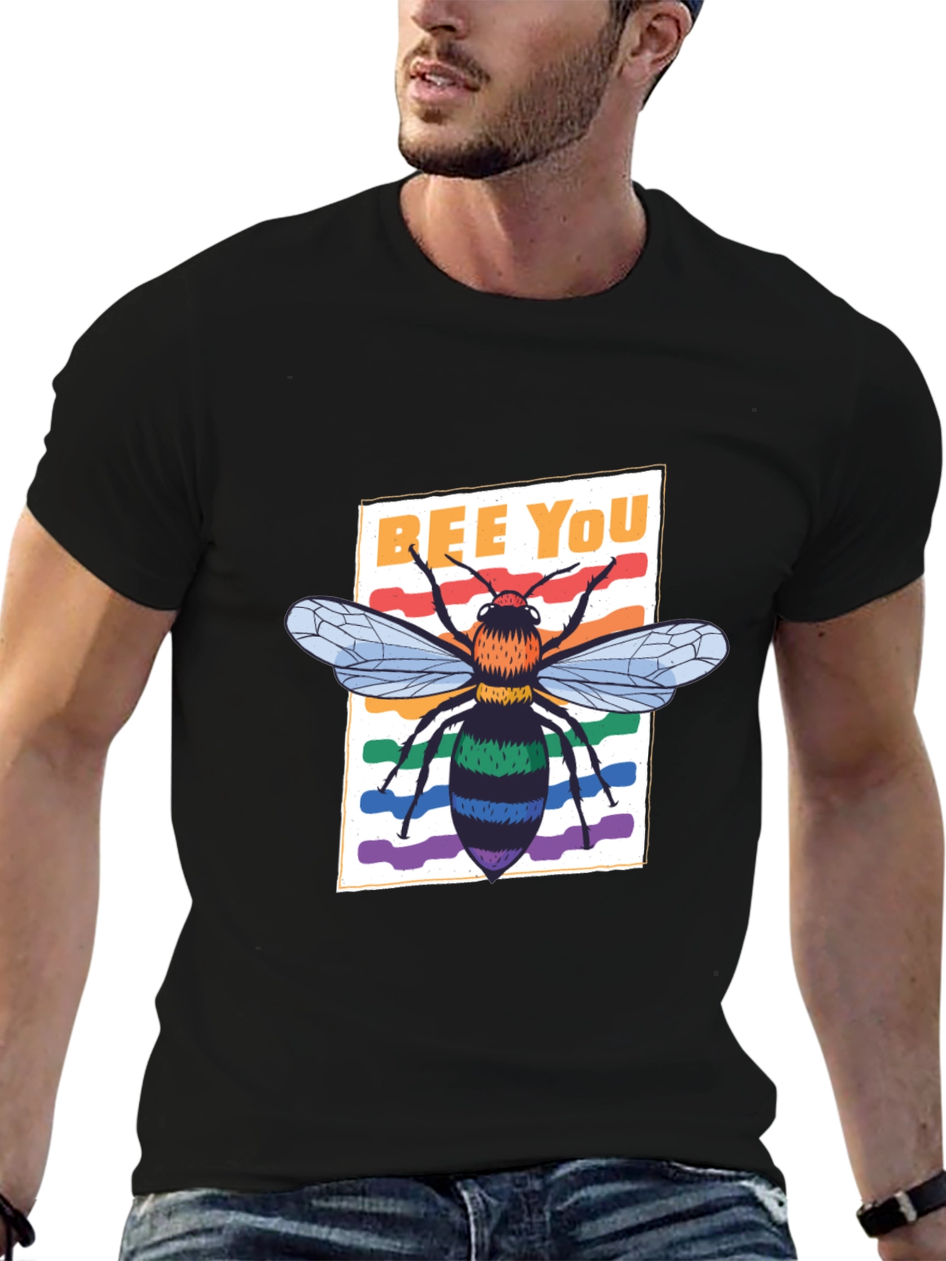 Bee You Graphic Tee - Rainbow Bee Shirt