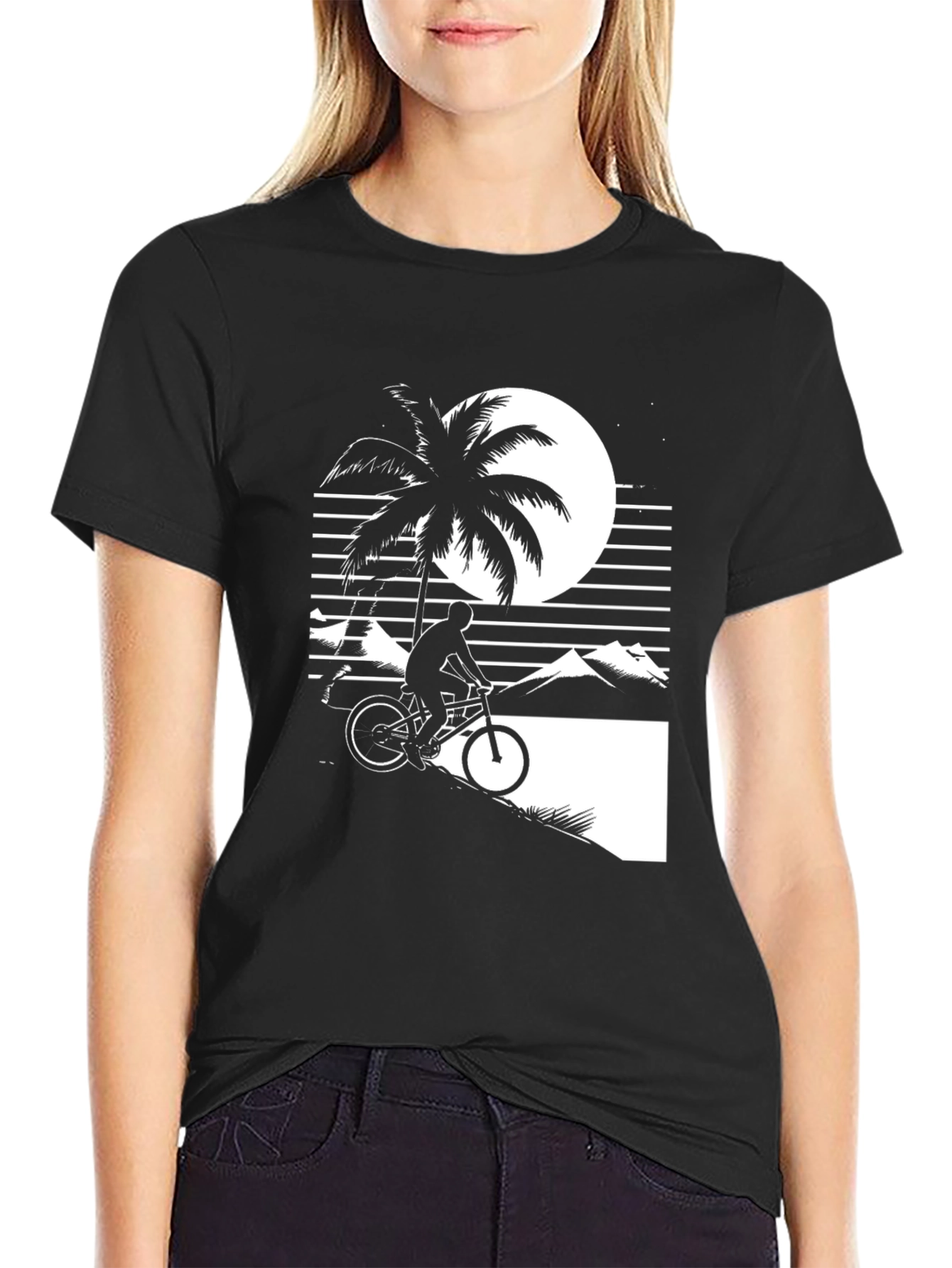 Sunset Biker T-Shirt - Retro Beach Style