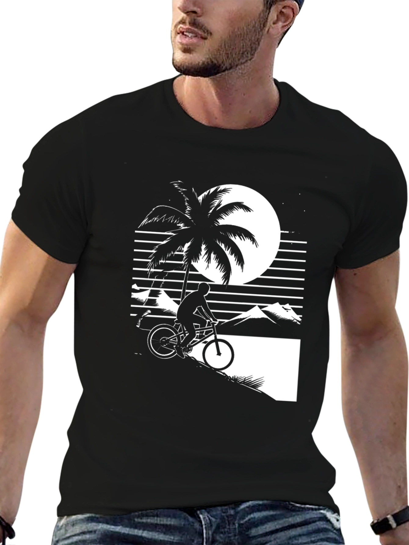 Sunset Biker T-Shirt - Retro Beach Style