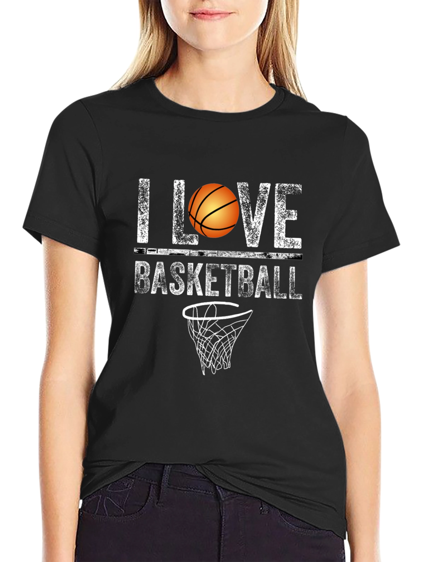 I Love Basketball Graphic Tee - Black