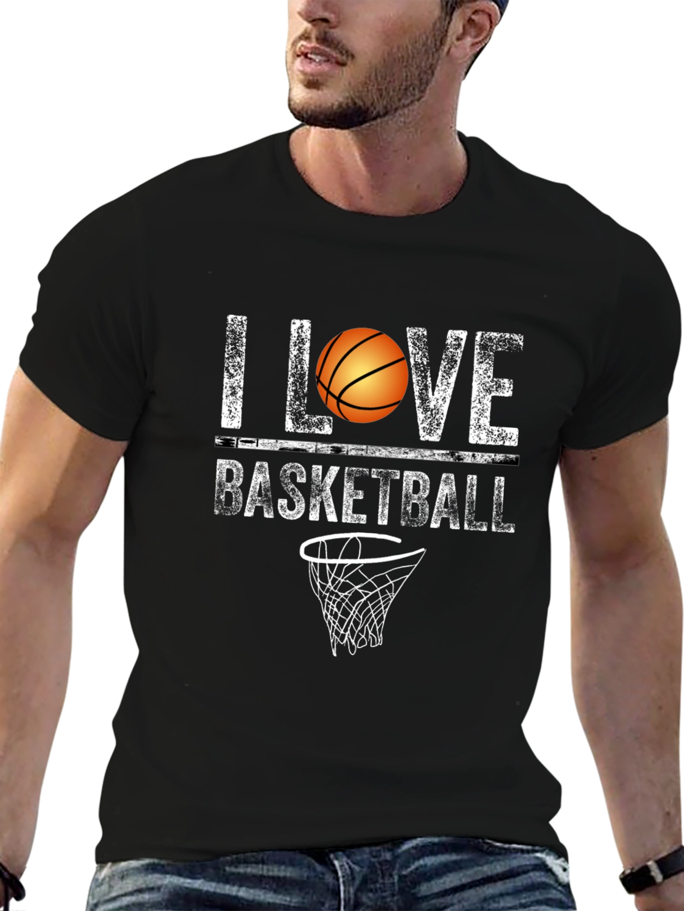 I Love Basketball Graphic Tee - Black