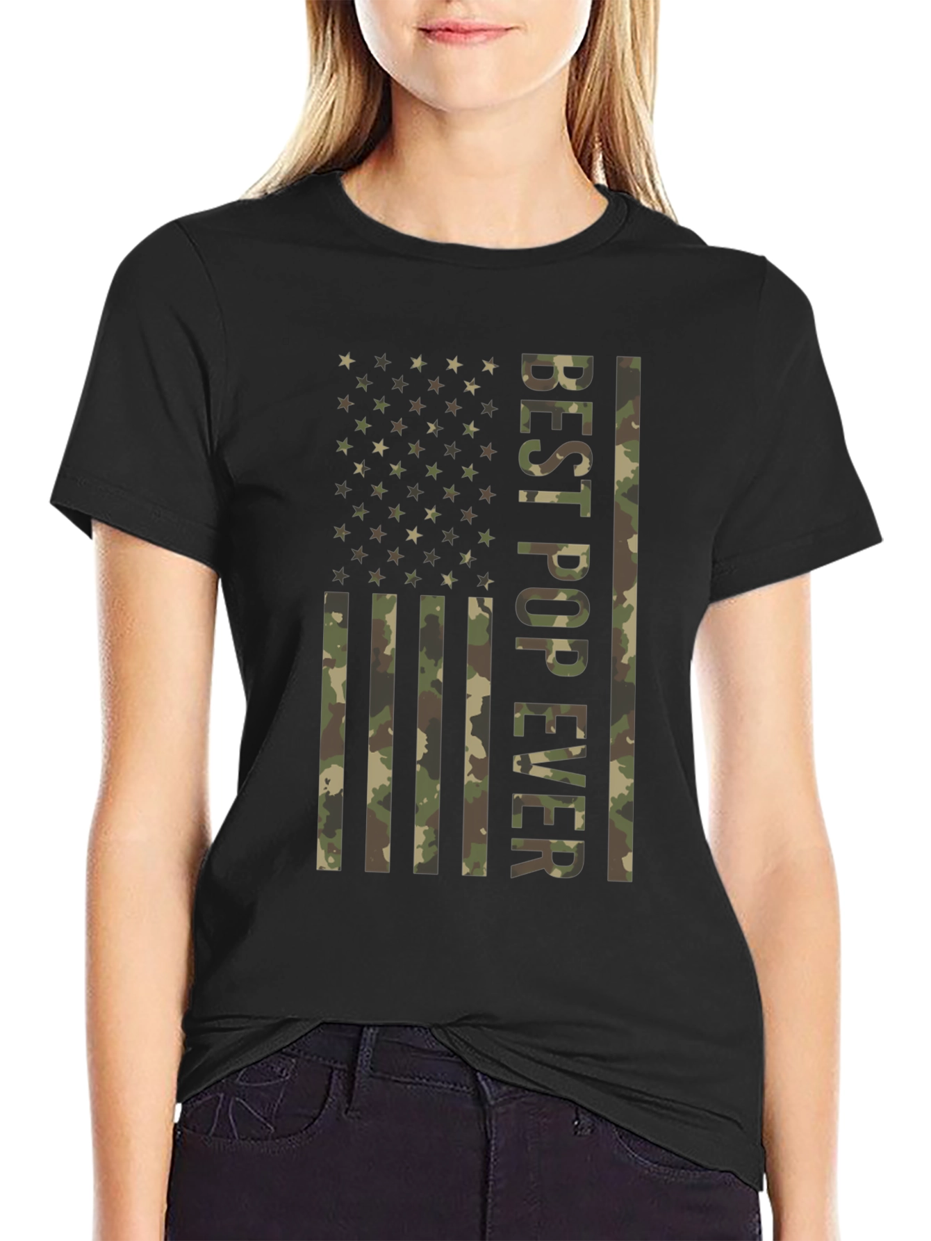 Best Pop Ever Camo Flag T-Shirt
