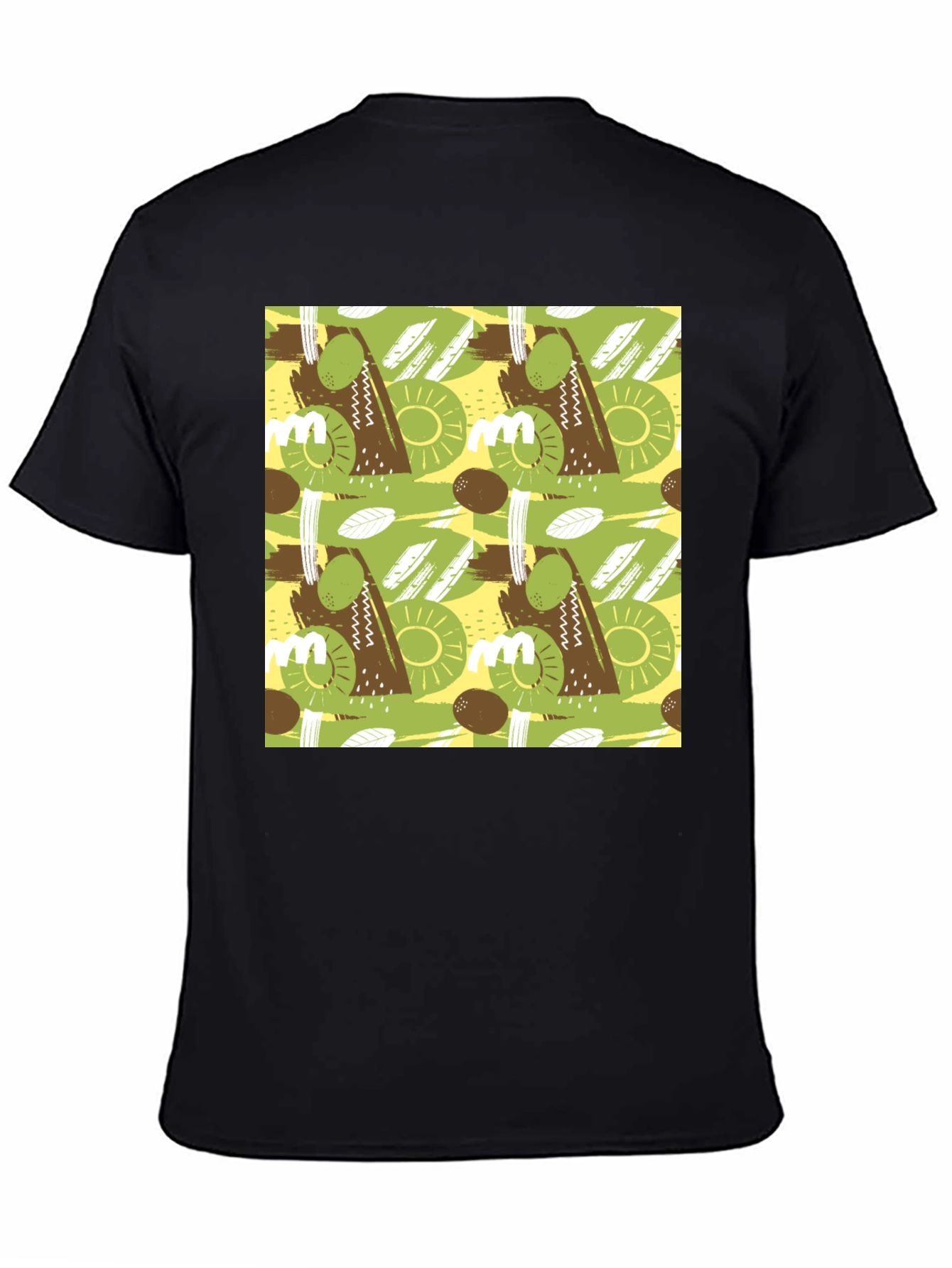 Abstract Fruit Pattern T-Shirt - Black