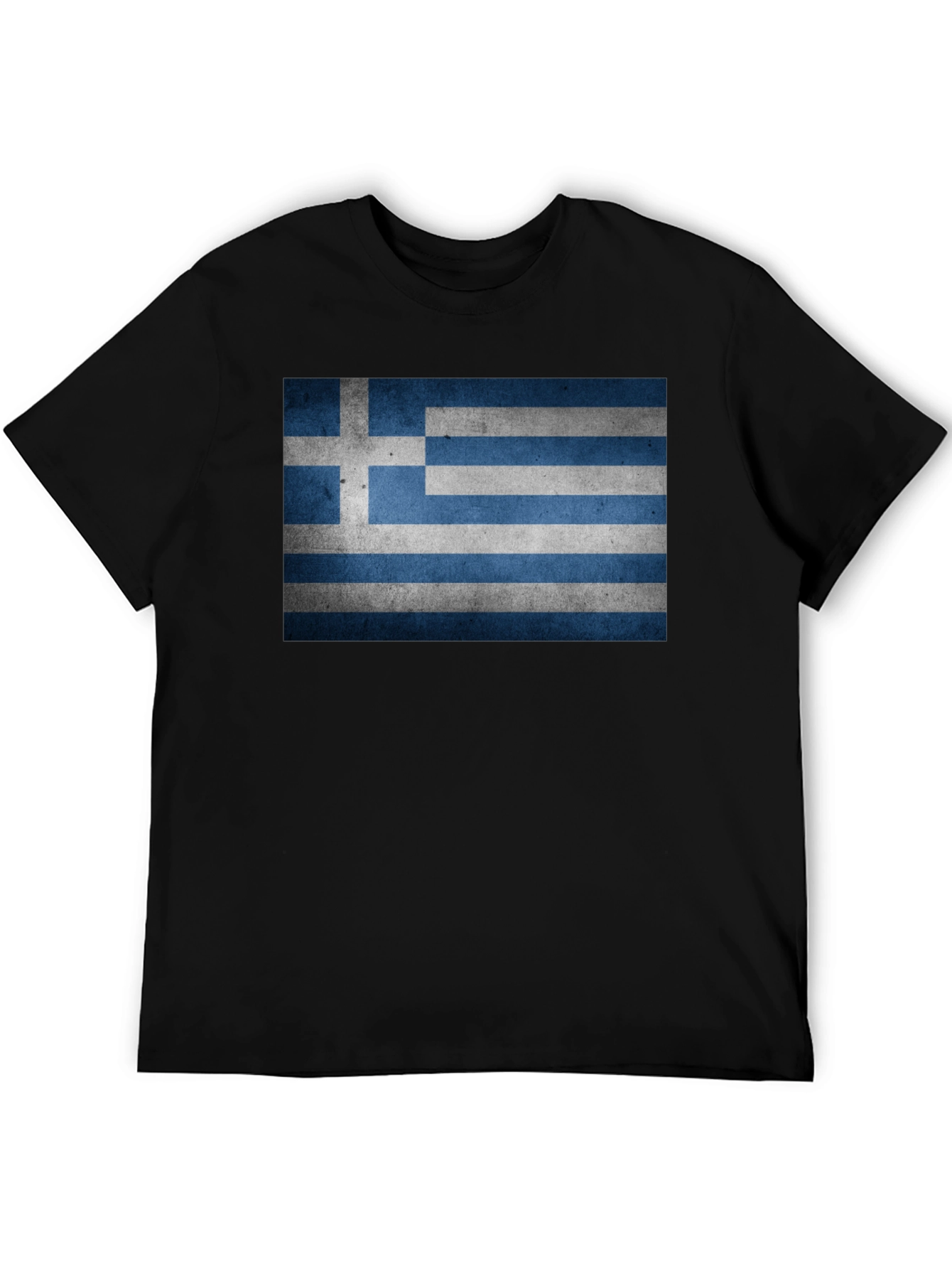 Greek Flag T-Shirt - Black Cotton Blend Tee