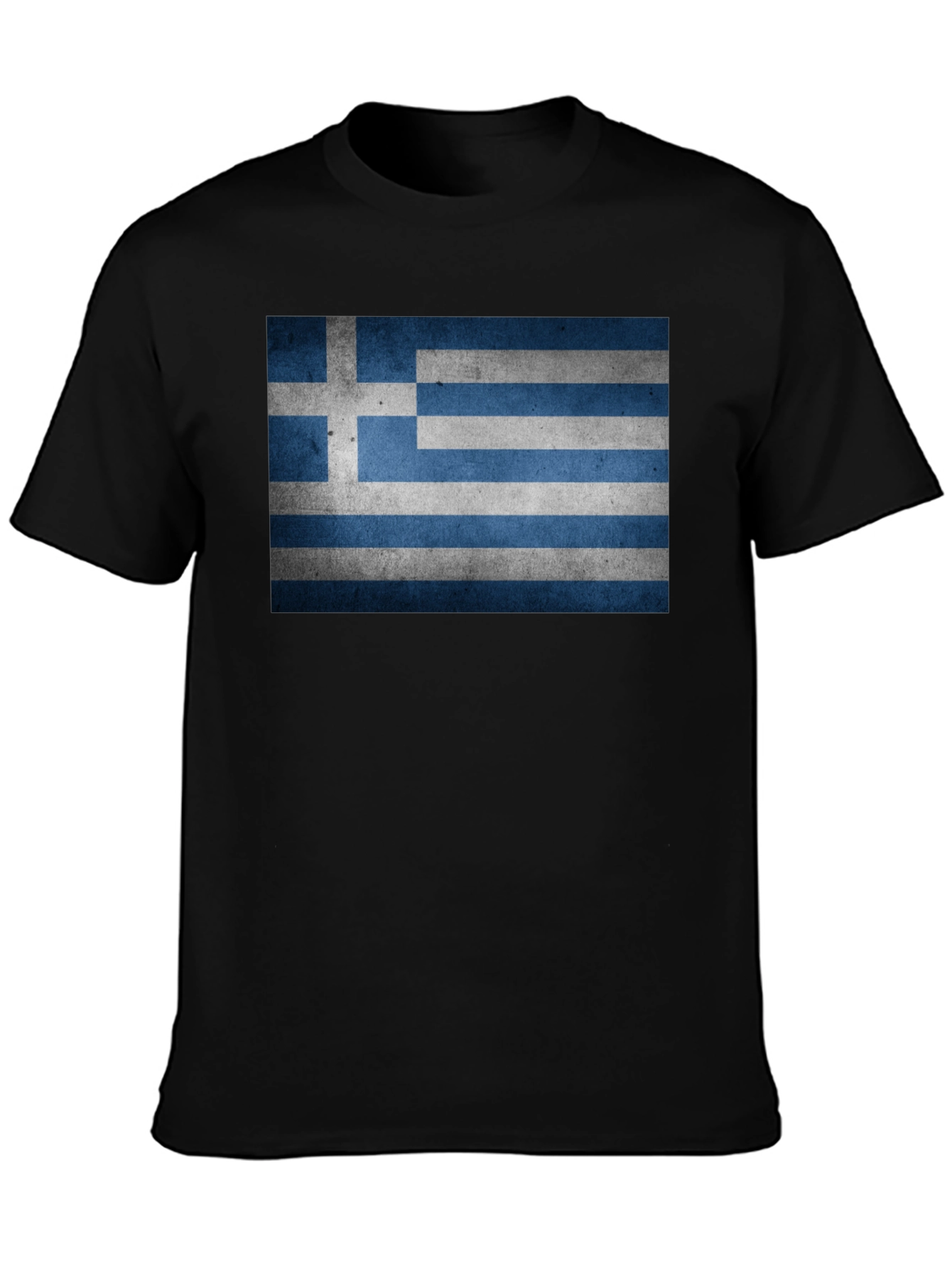 Greek Flag T-Shirt - Black Cotton Blend Tee