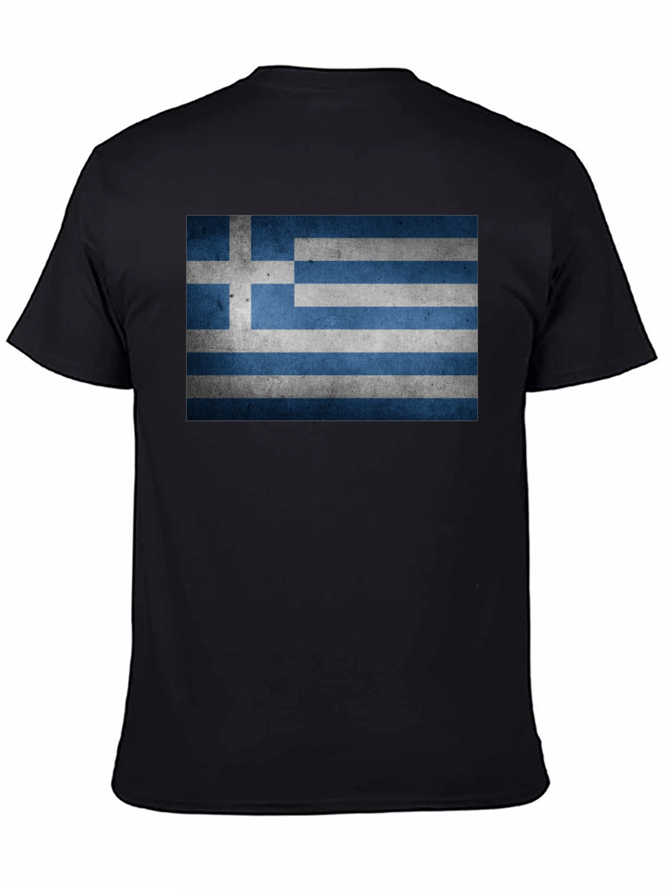 Greek Flag T-Shirt - Black Cotton Blend Tee