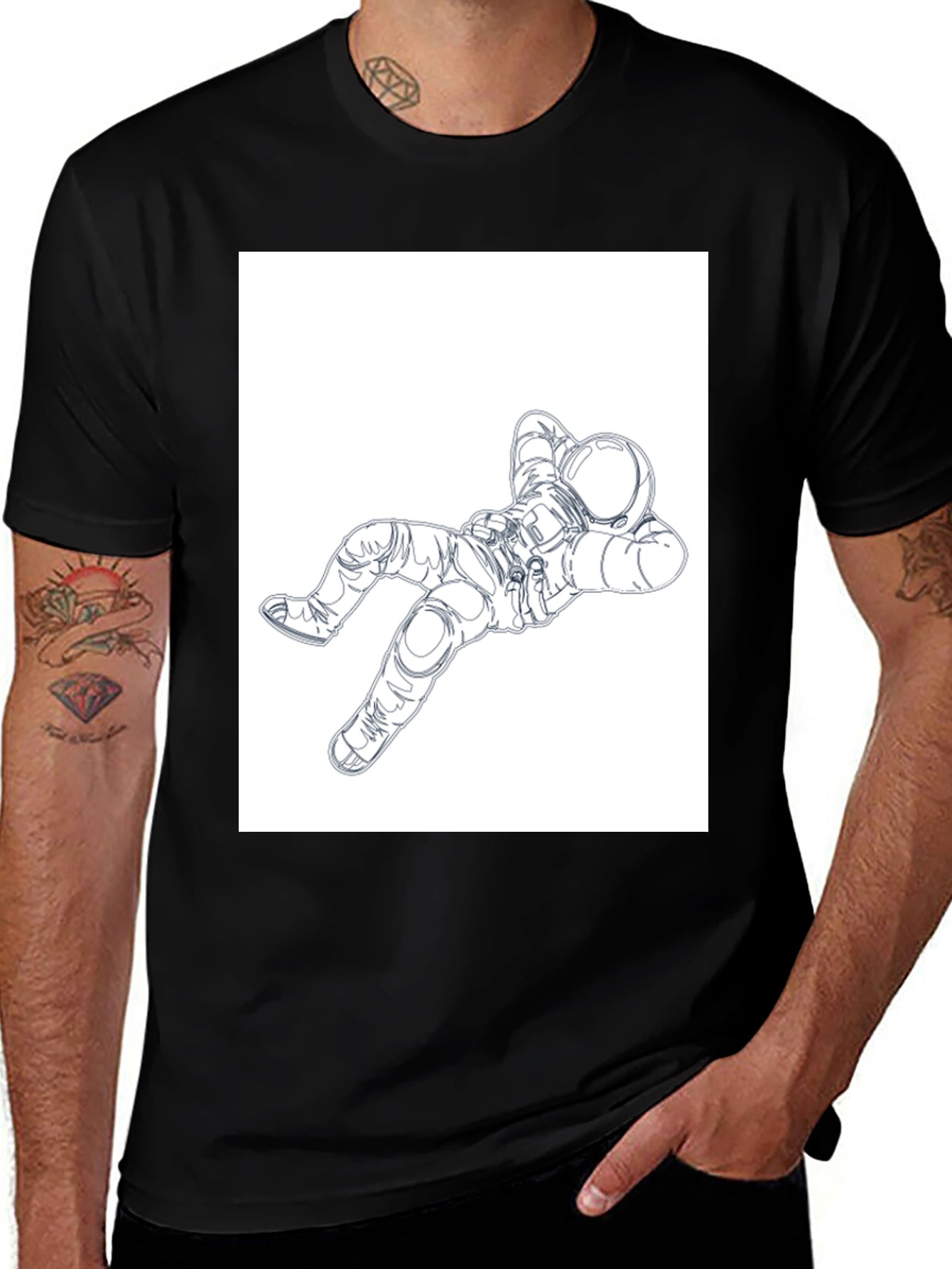 Astronaut Graphic Print Tee - Relaxed Space Traveler