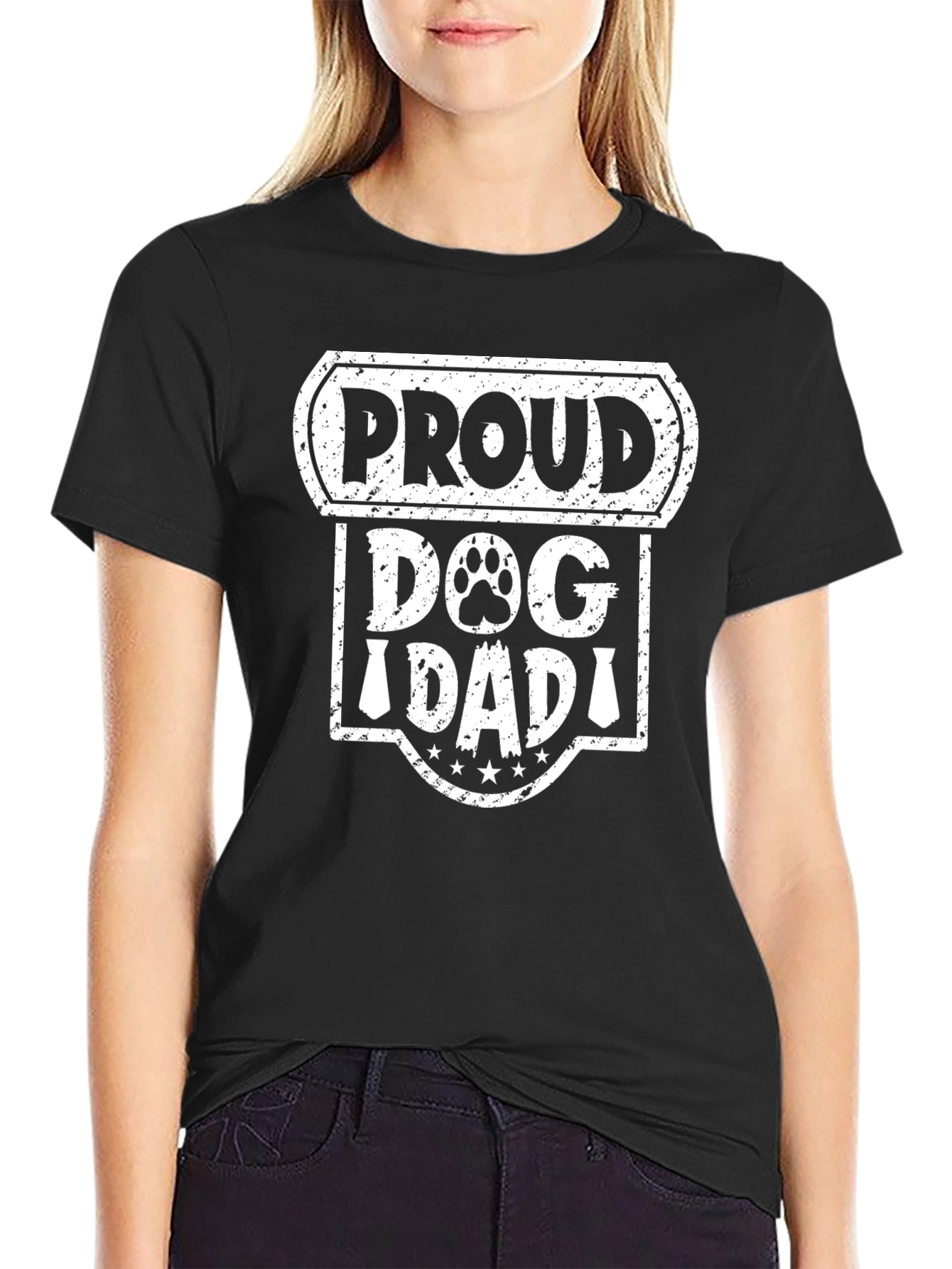 Proud Dog Dad Graphic Tee - Black Cotton T-Shirt
