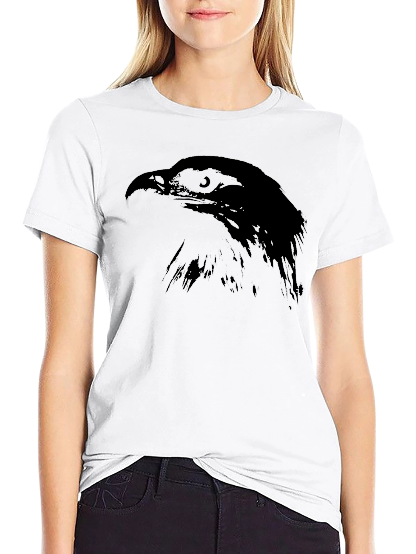 Black T-Shirt with Hawk Silhouette