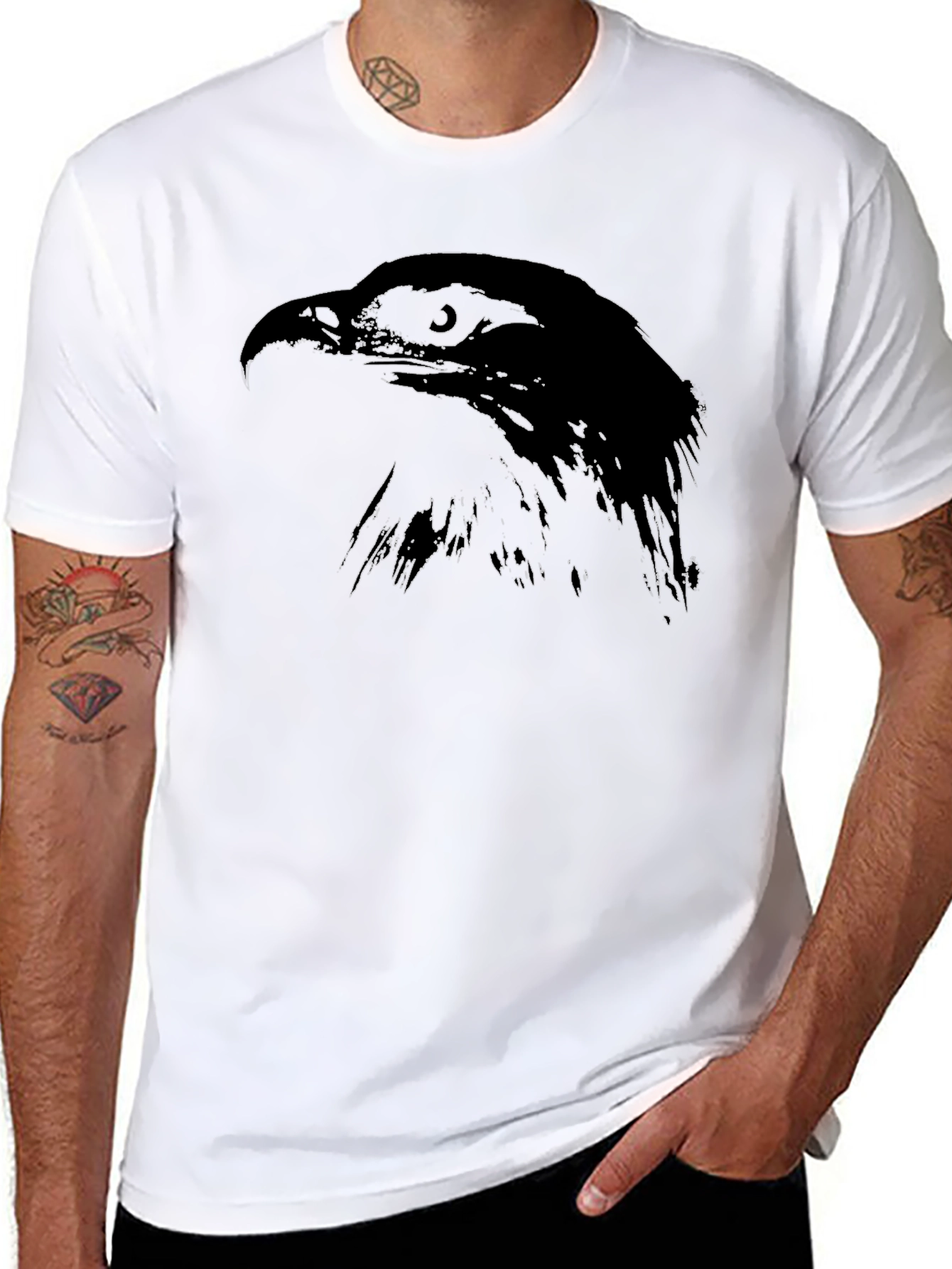 Black T-Shirt with Hawk Silhouette