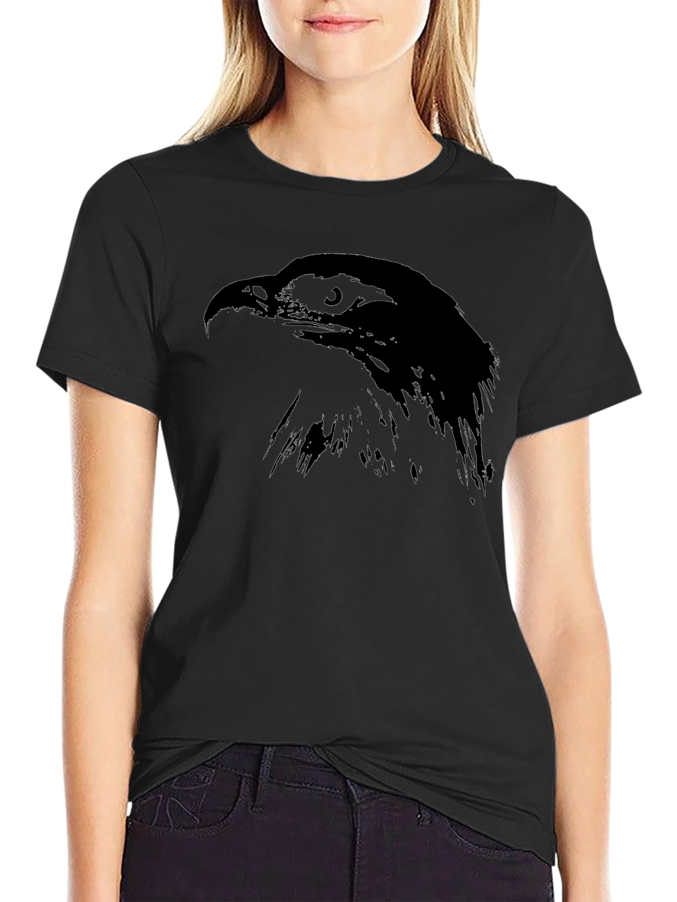Black T-Shirt with Hawk Silhouette