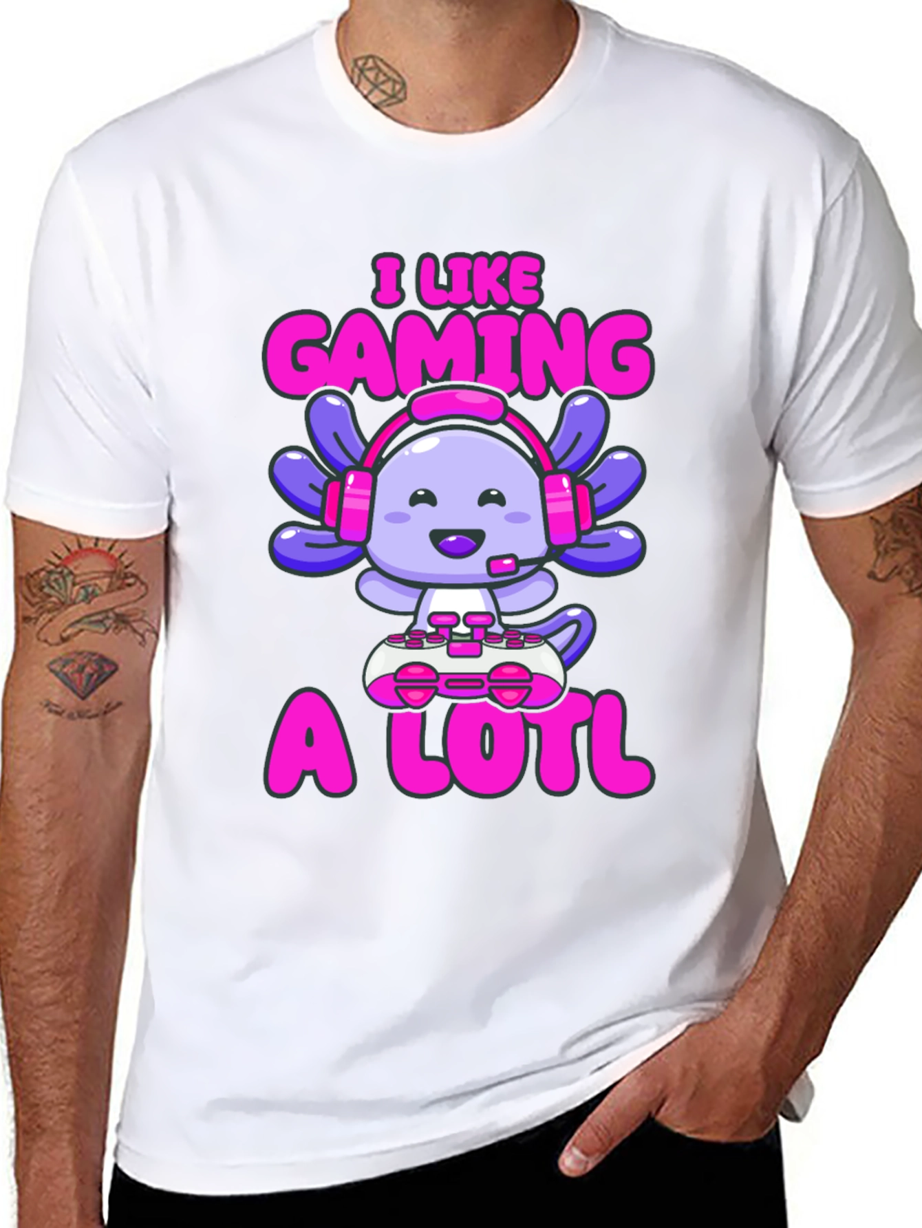 Gamer Axolotl T-Shirt - I Like Gaming A Lotl
