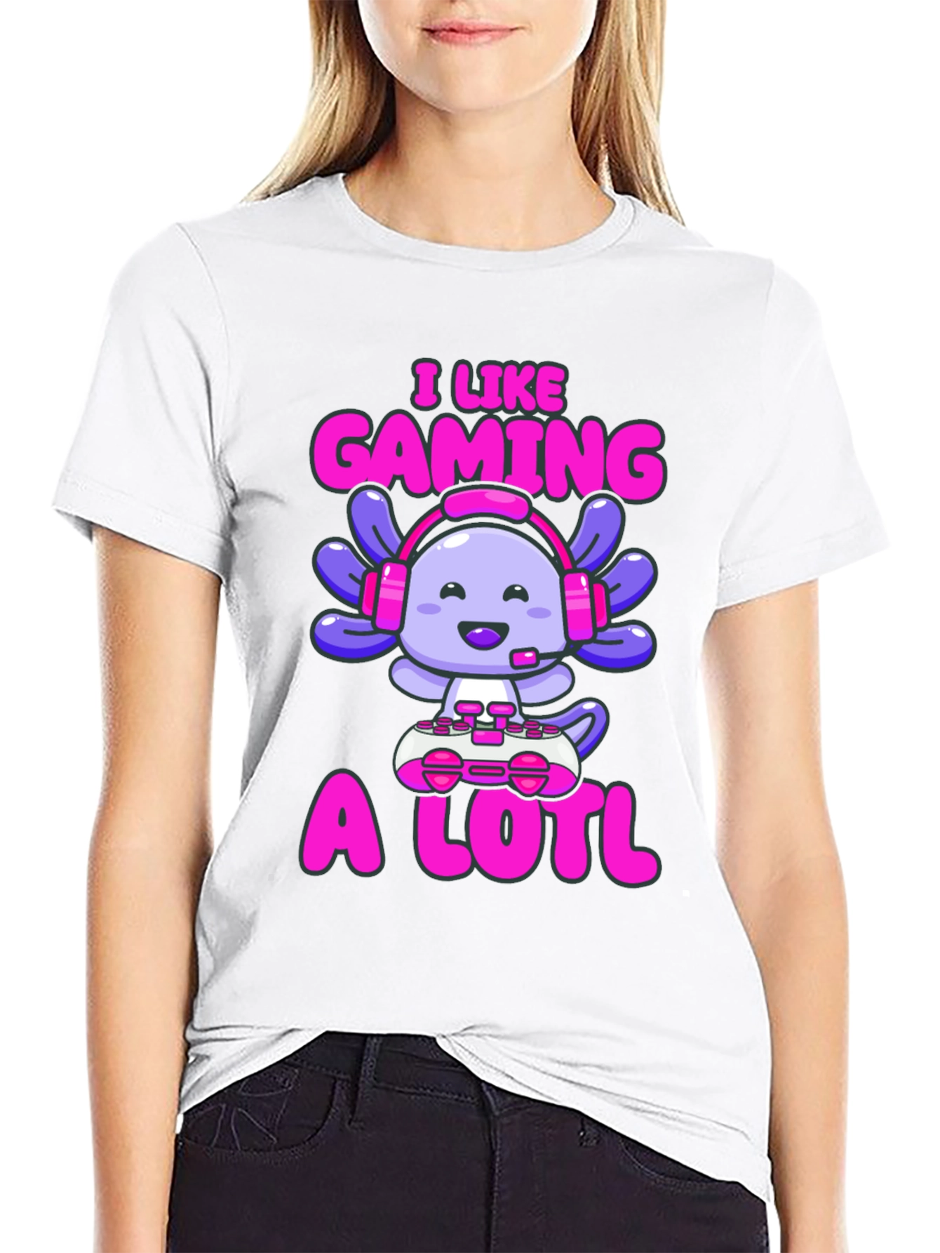 Gamer Axolotl T-Shirt - I Like Gaming A Lotl