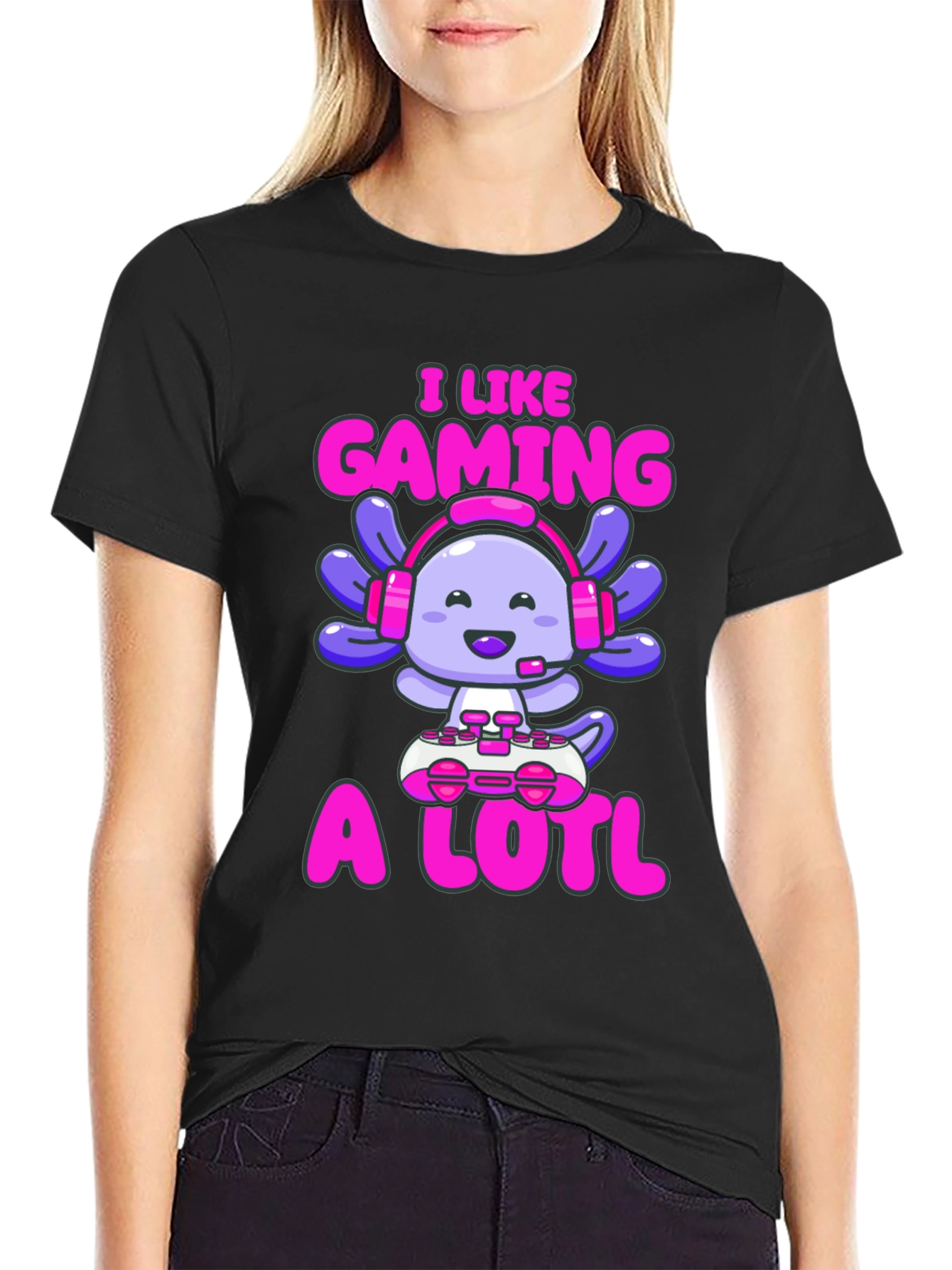 Gamer Axolotl T-Shirt - I Like Gaming A Lotl